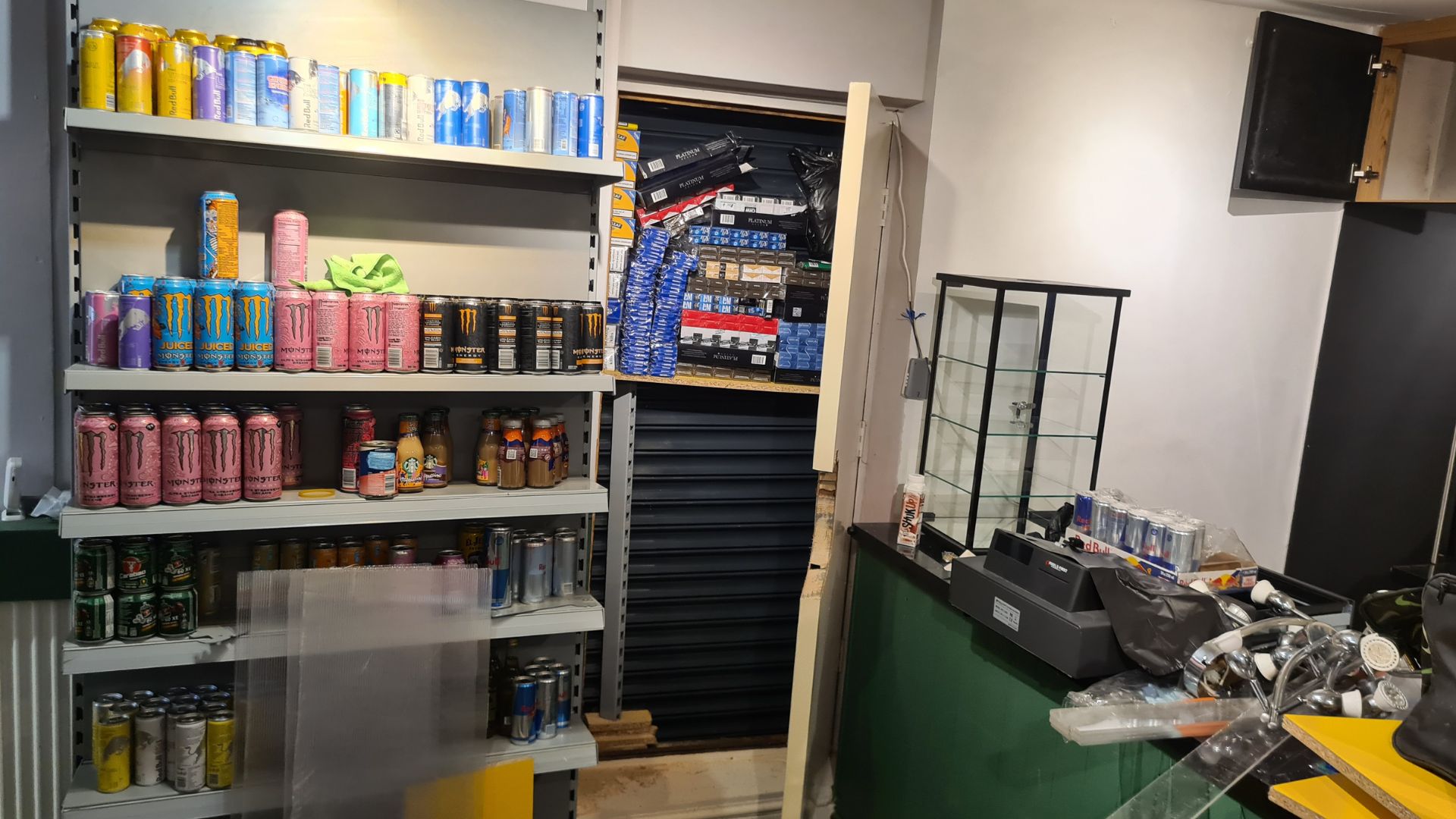 Illegal cigarettes hidden behind a door at 28 Aswell Street, Louth