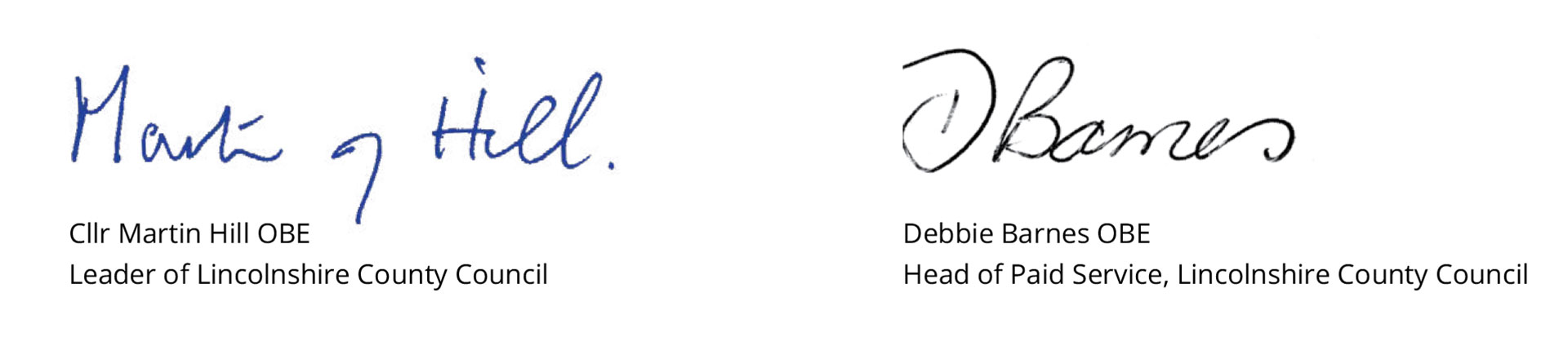 Martin Hill and Debbie Barnes signatures