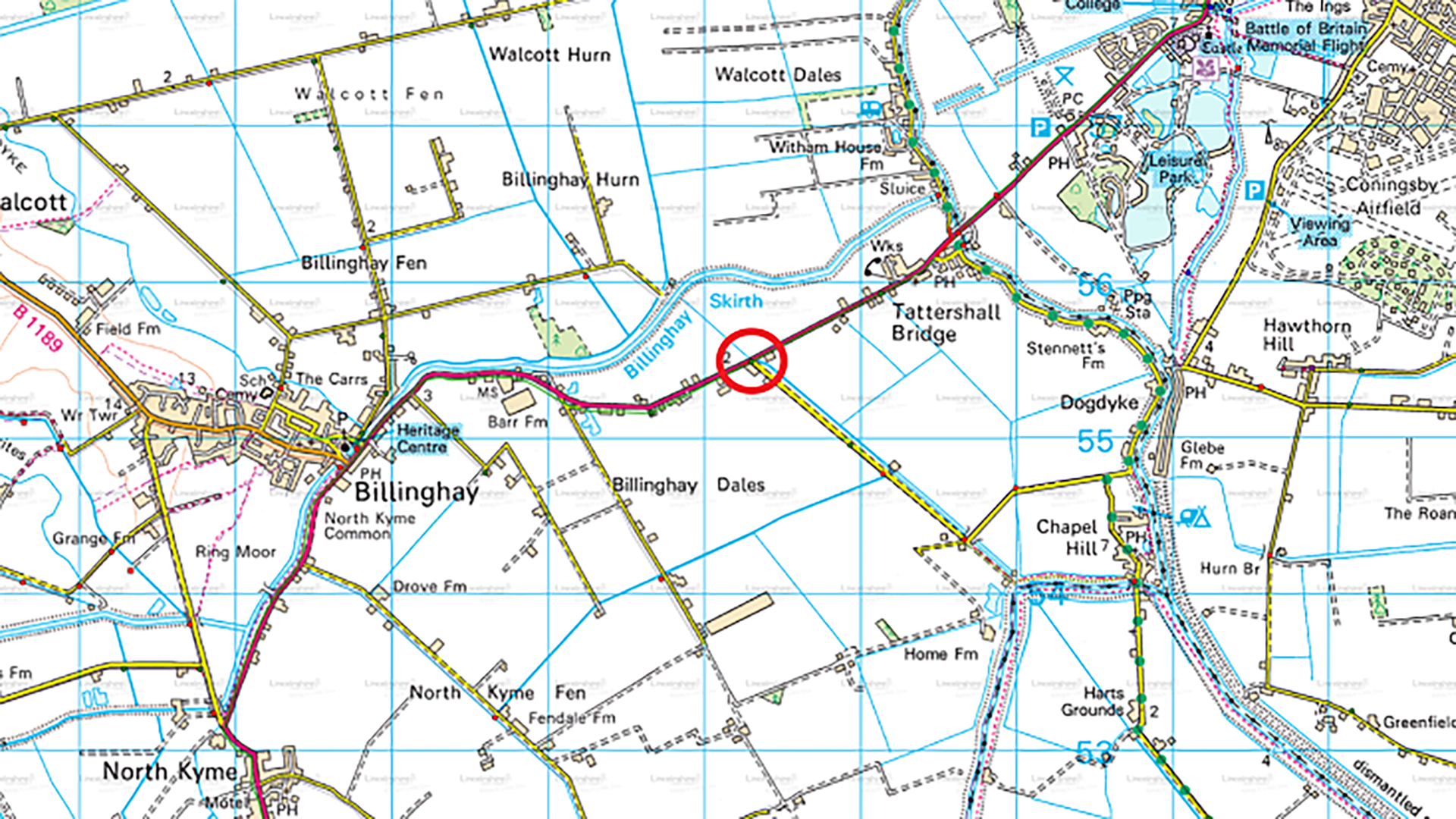 Map of the A153