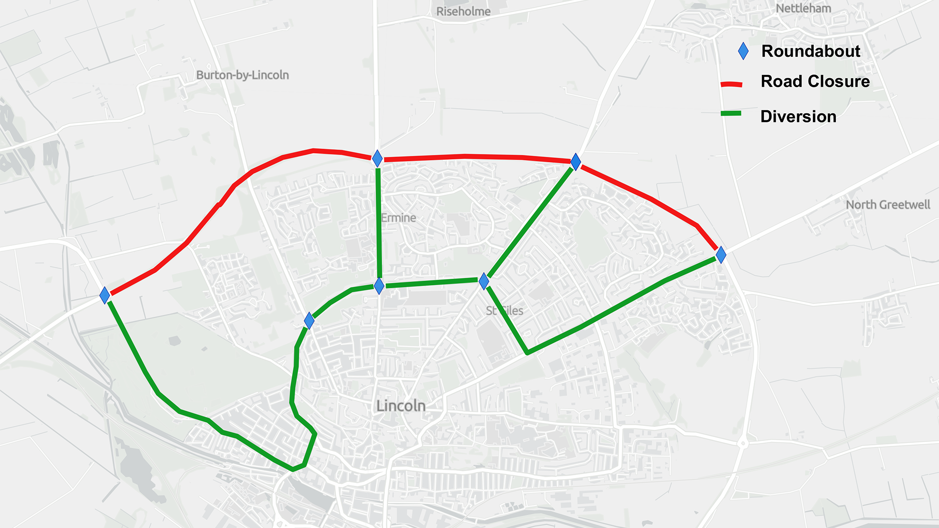 A46 A15 Lincoln bypass diversion map