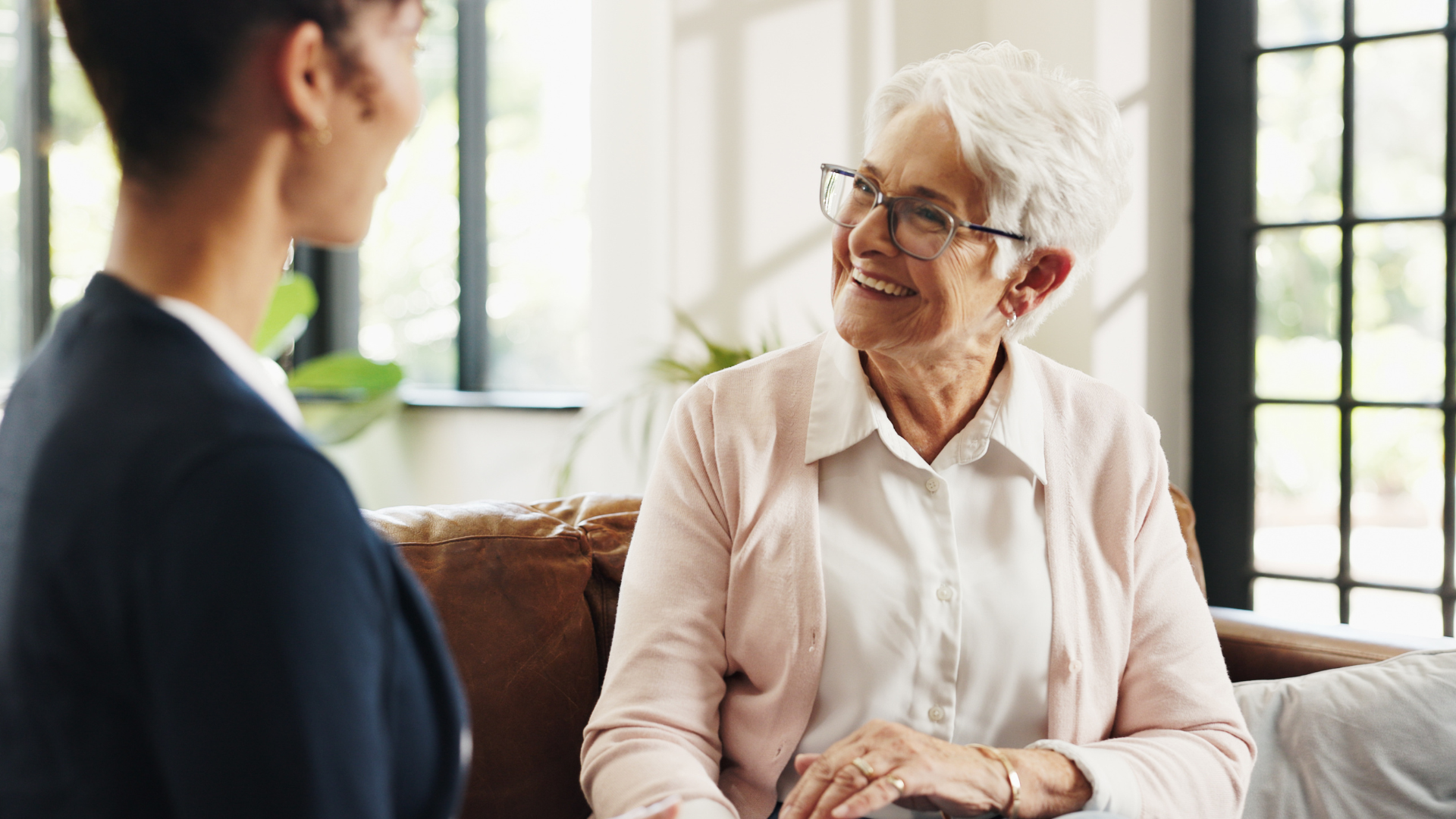 Woman talking to support worker