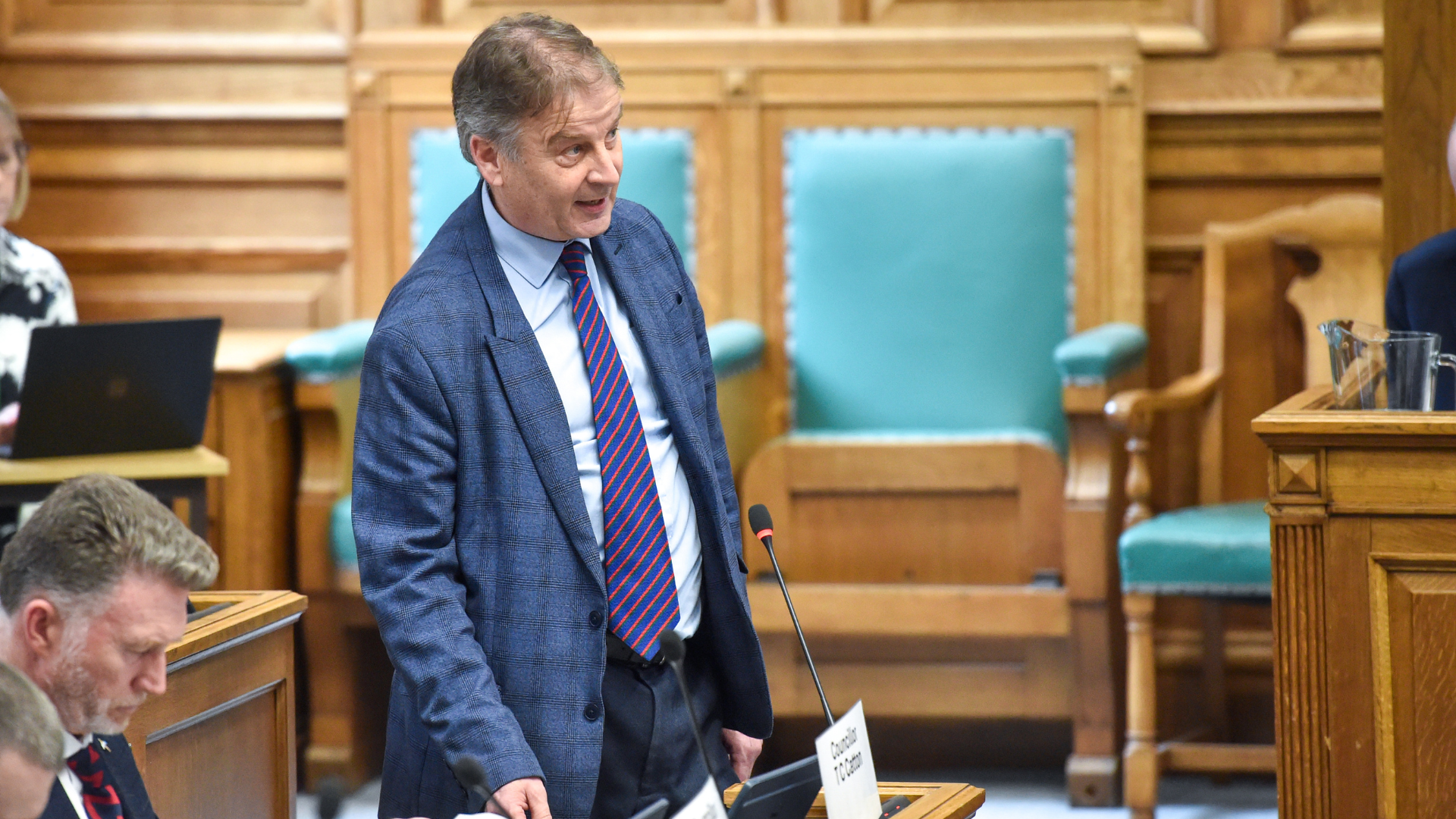 Cllr Tom Catton speaking at the latest budget meeting