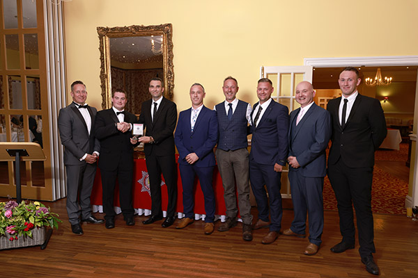 Dan Moss presenting Most Effective Community Safety Initiative Award to Louth's wholetime crew.