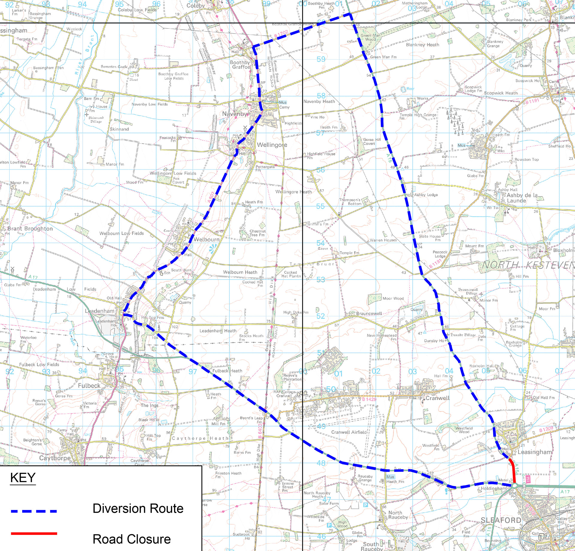 Diversion route A15 north