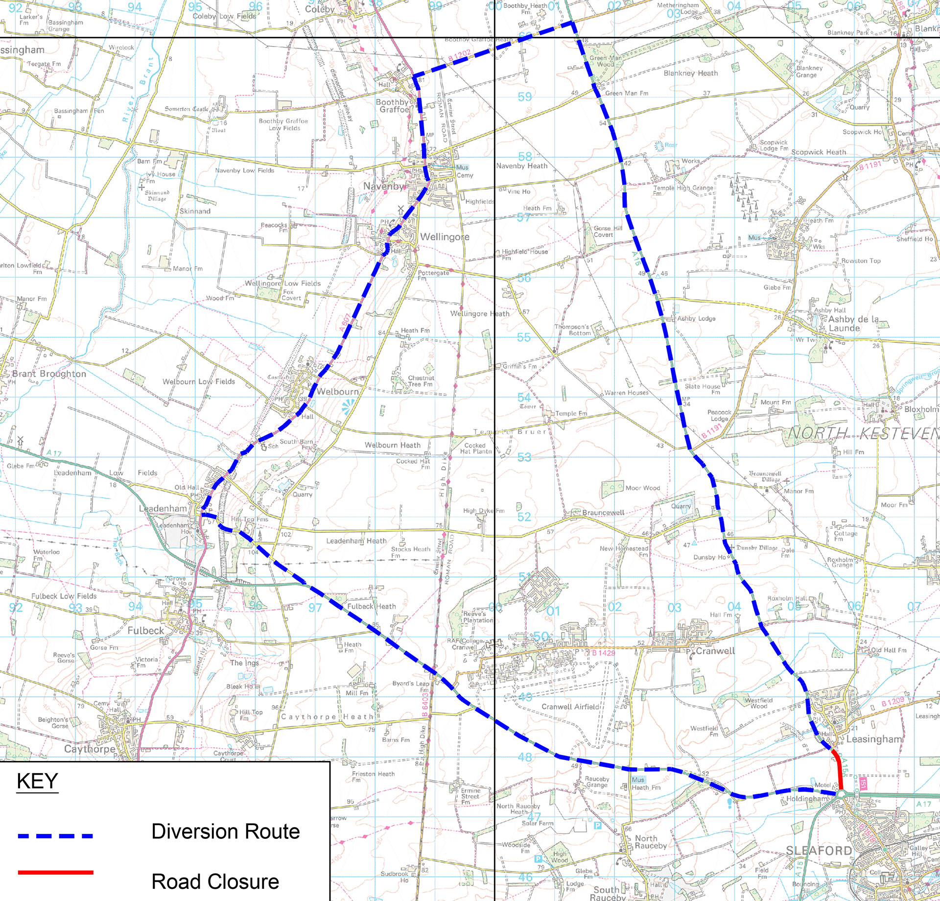 Diversion route A15 north