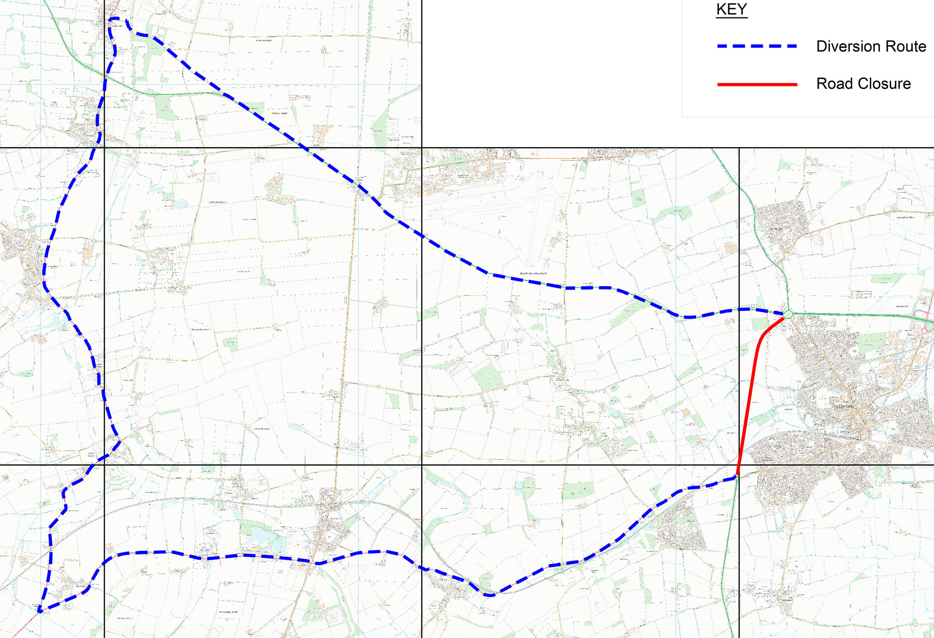 Diversion route A15 south