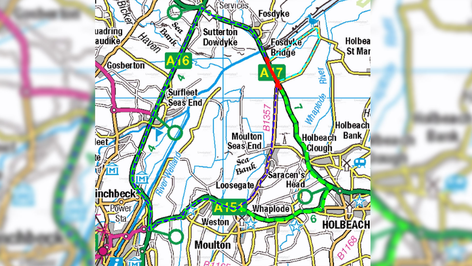 Diversion route A17 Moulton Marsh