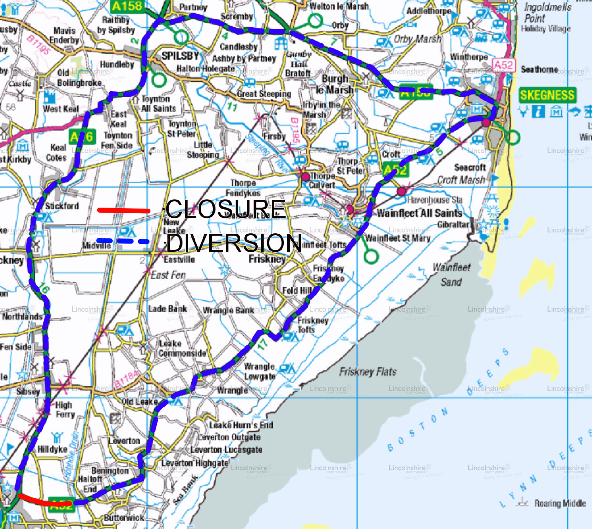 Diversion route A52 Boston