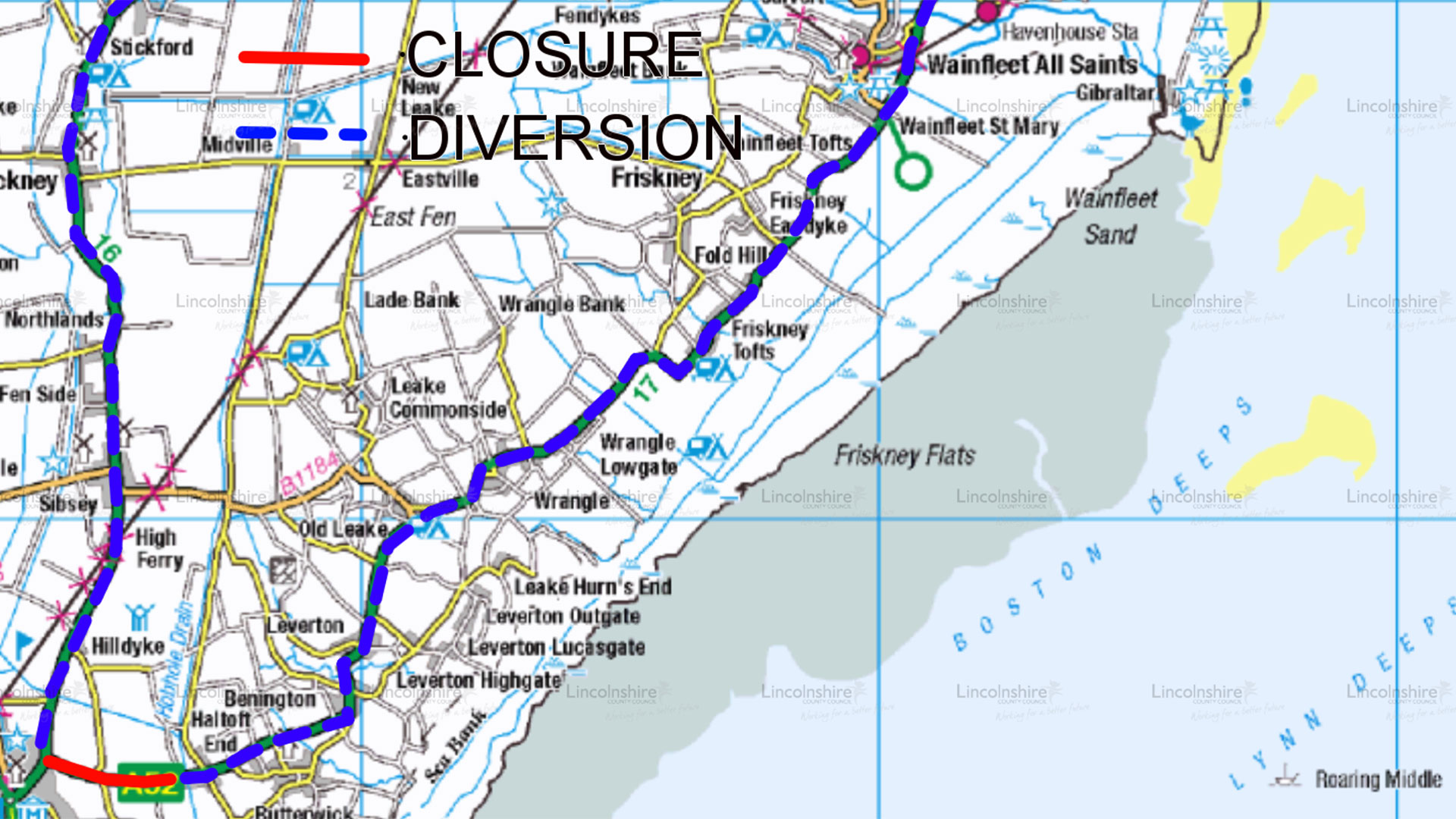 Diversion route A52 Boston