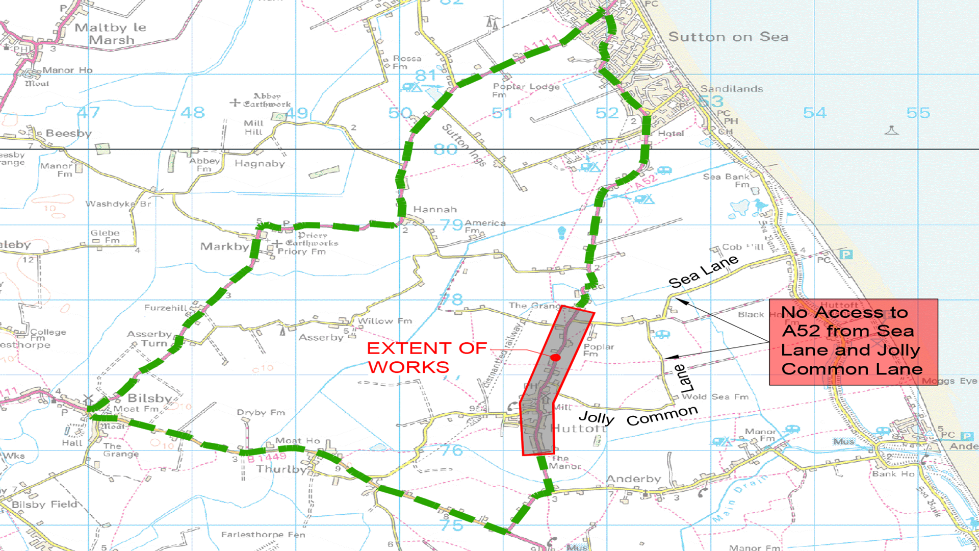 Diversion Route - A52 Huttoft