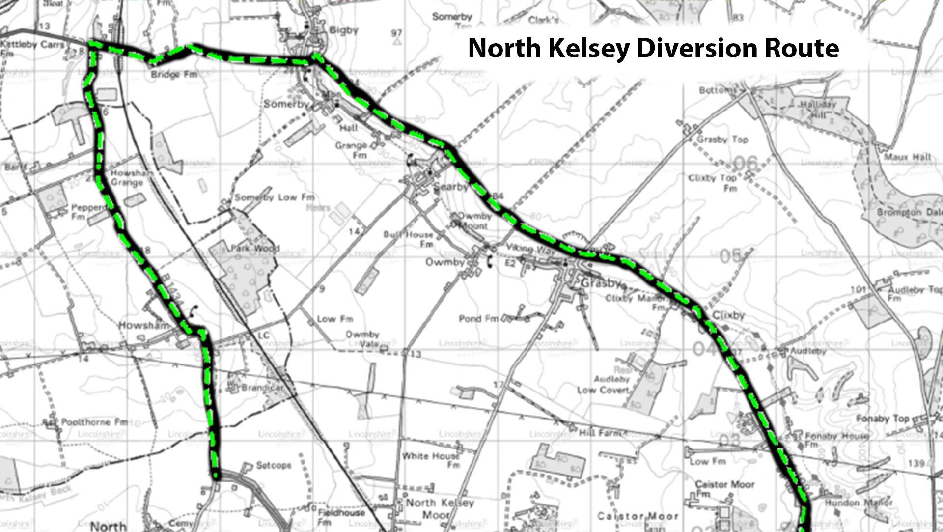 Diversion route b1434 north kelsey graphic