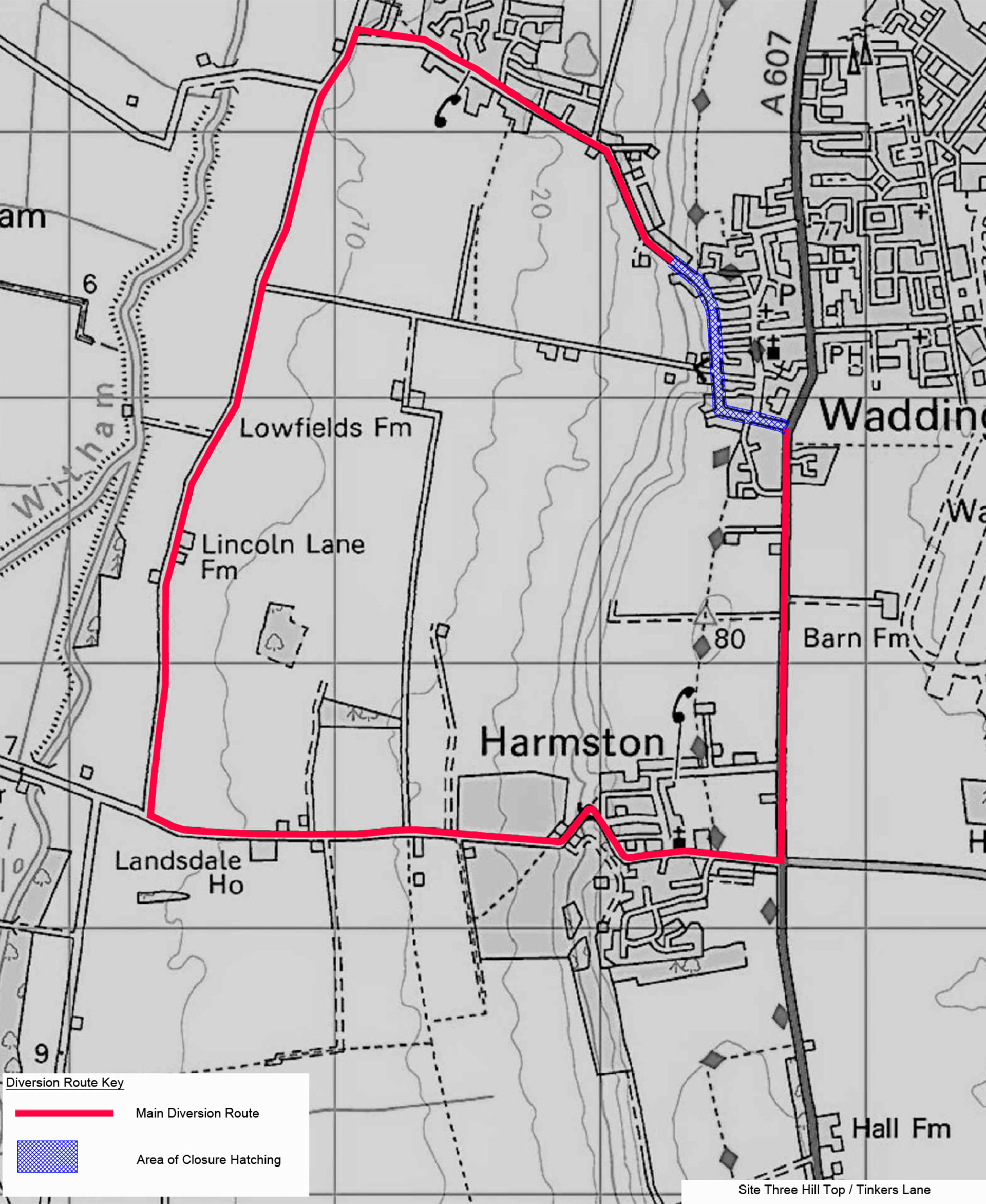 Diversion route Hill Top Tinkers Lane