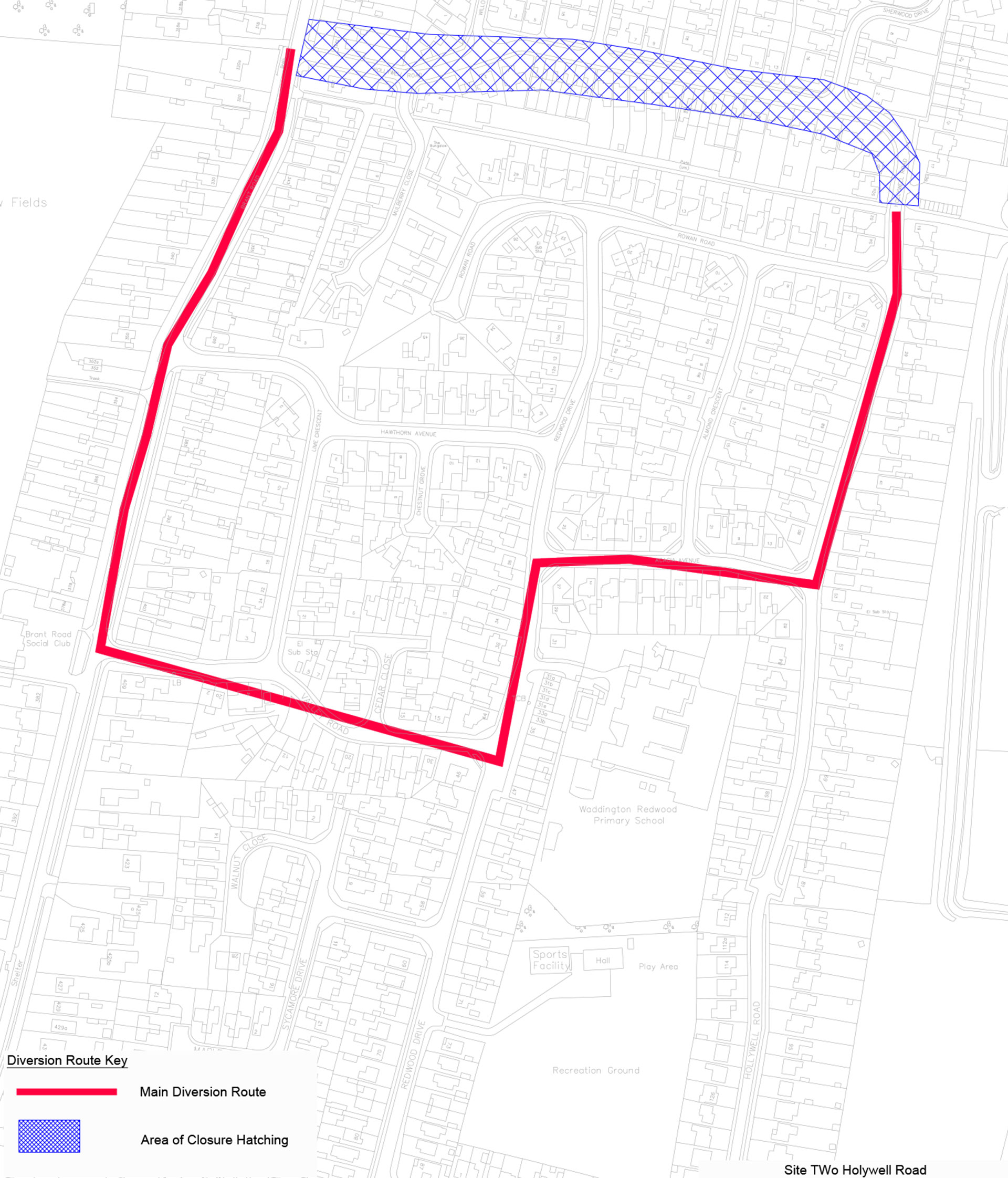 Diversion route Holywell Road