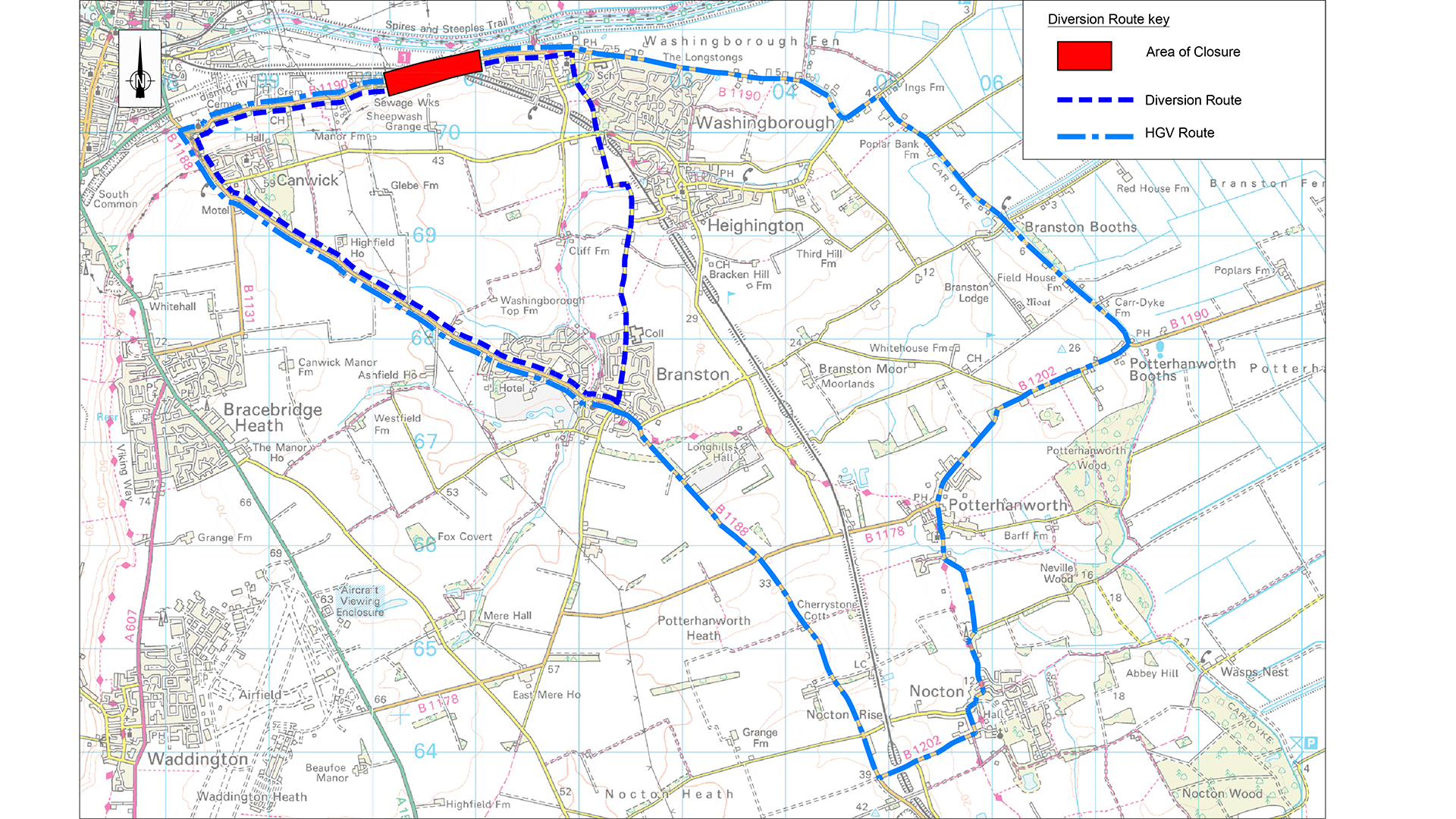 Diversion route Washingborough Rd