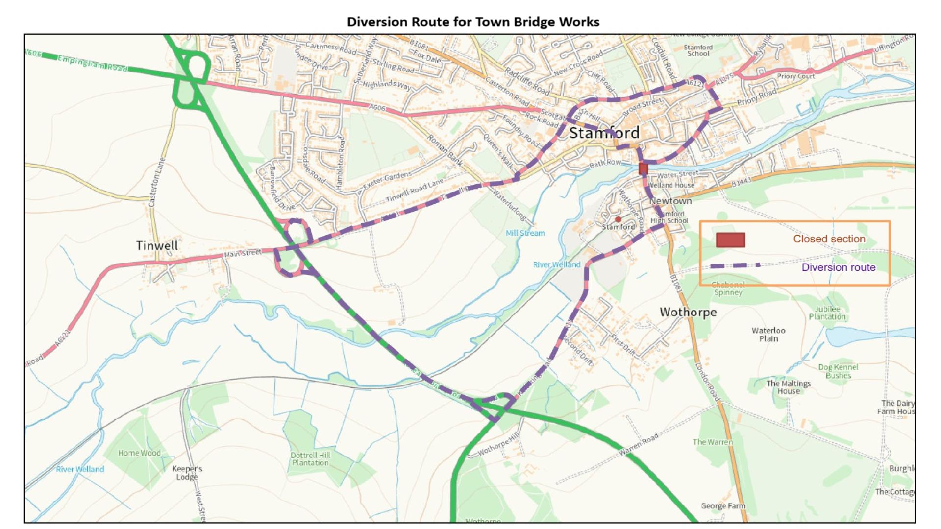 approved, diversion, route, stamford, town, bridge, works