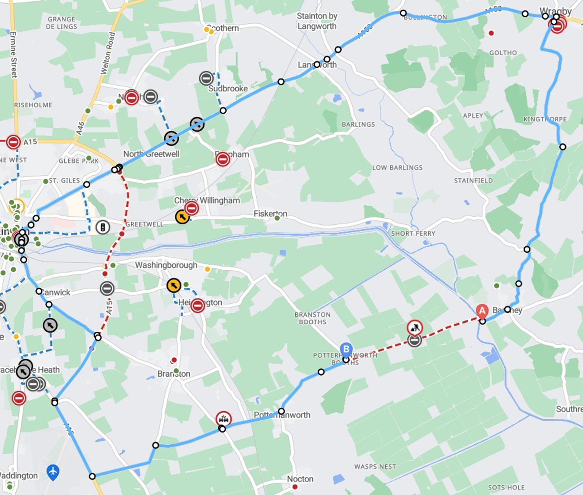 Diversion route overview - Bardney