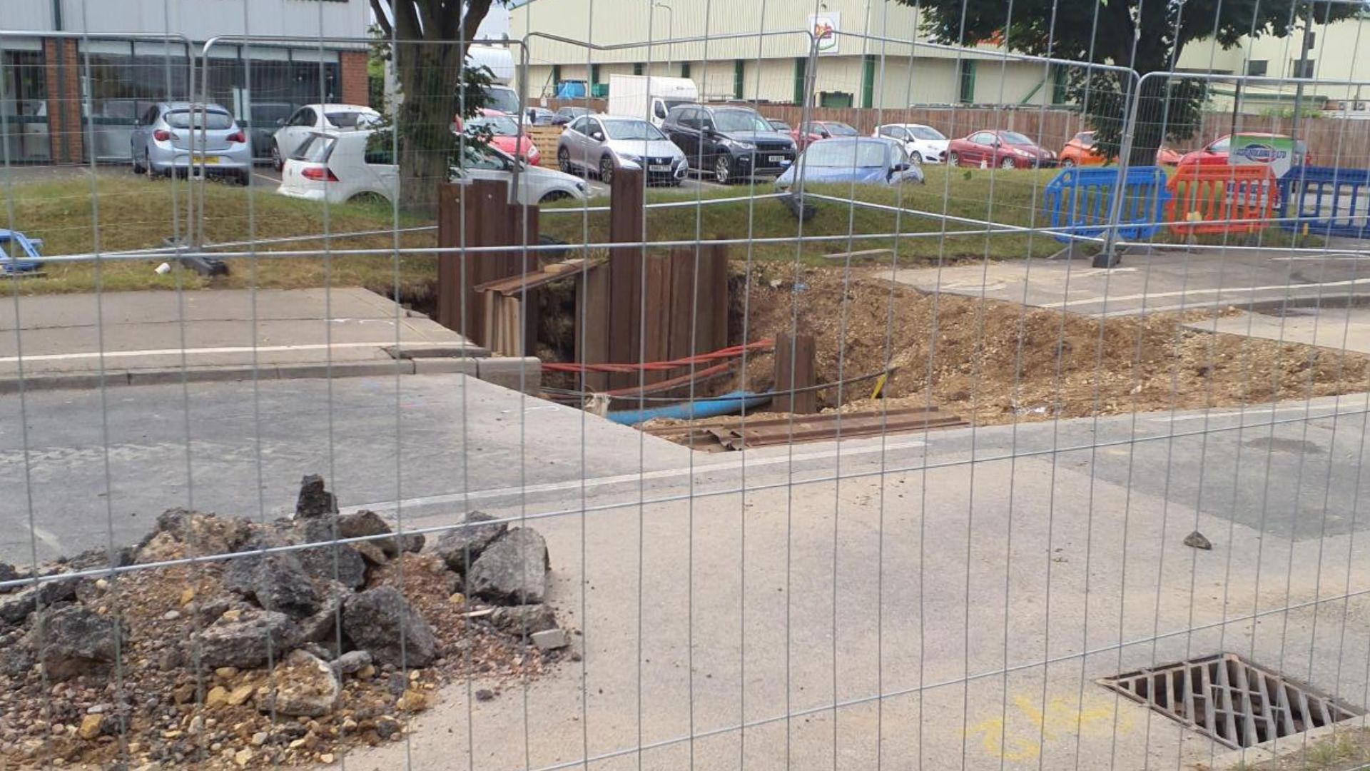 Enterprise way sinkhole in the road