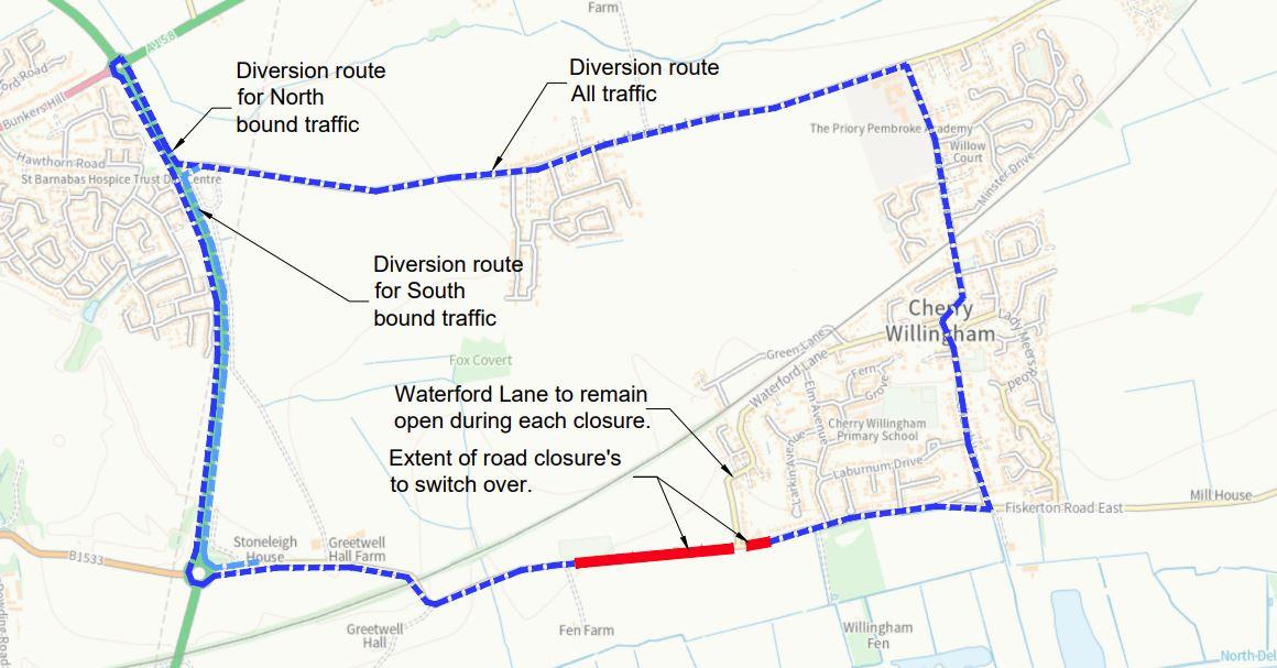 Fiskerton road 1100 diversion