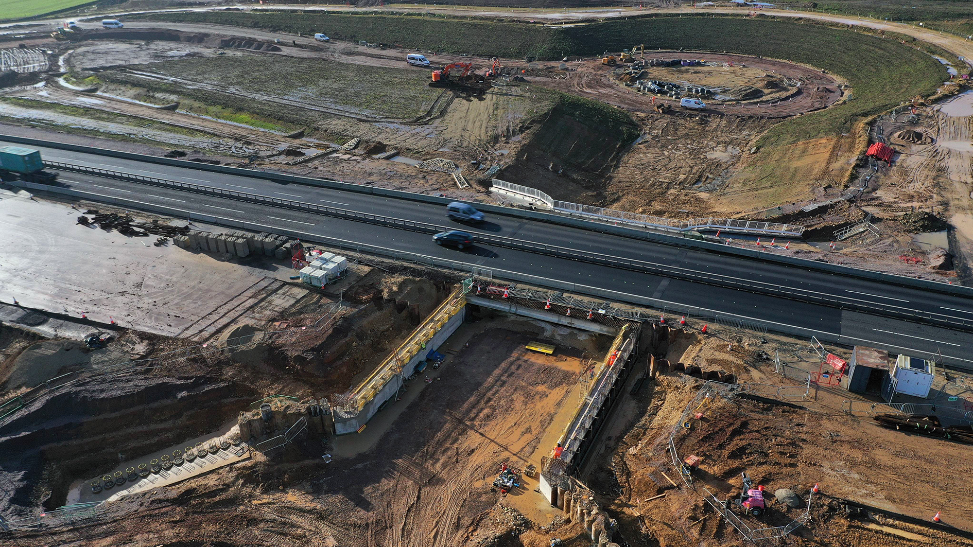 A photo from above of works on the Grantham relief road.