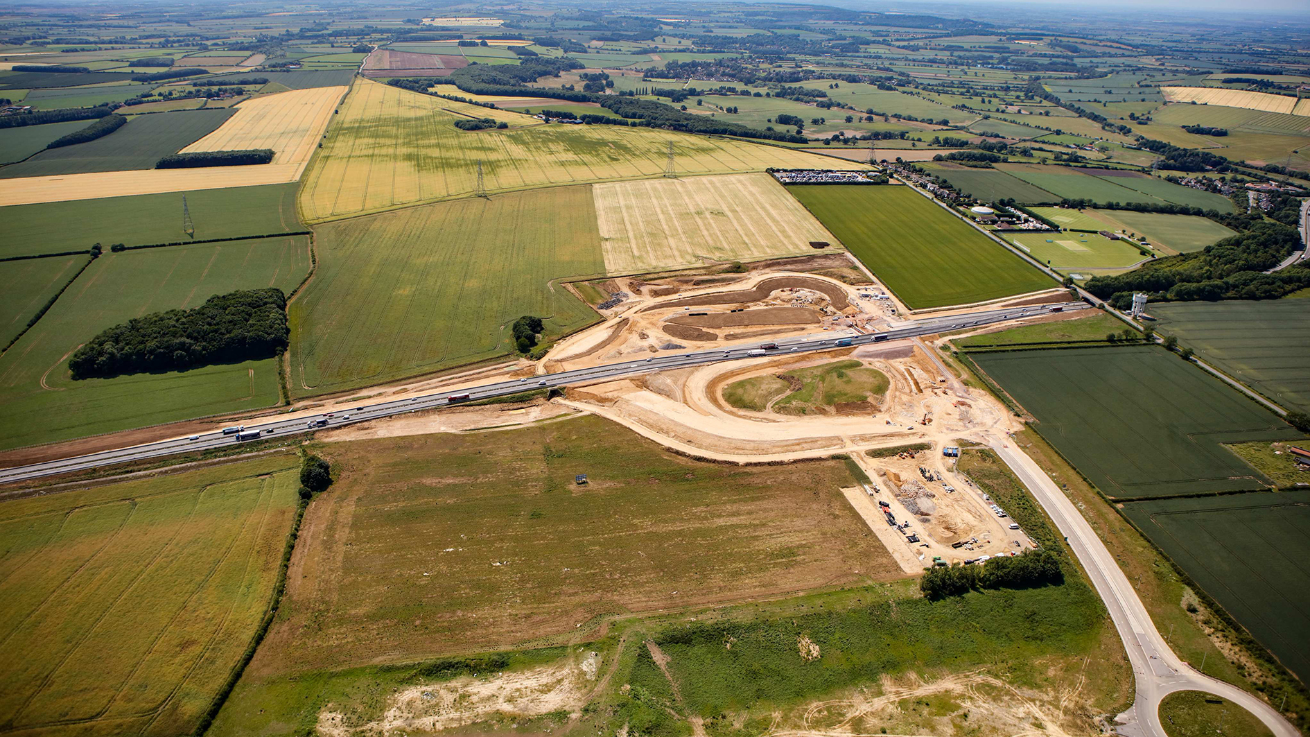 Grantham sourther relief road birds eye view of the works