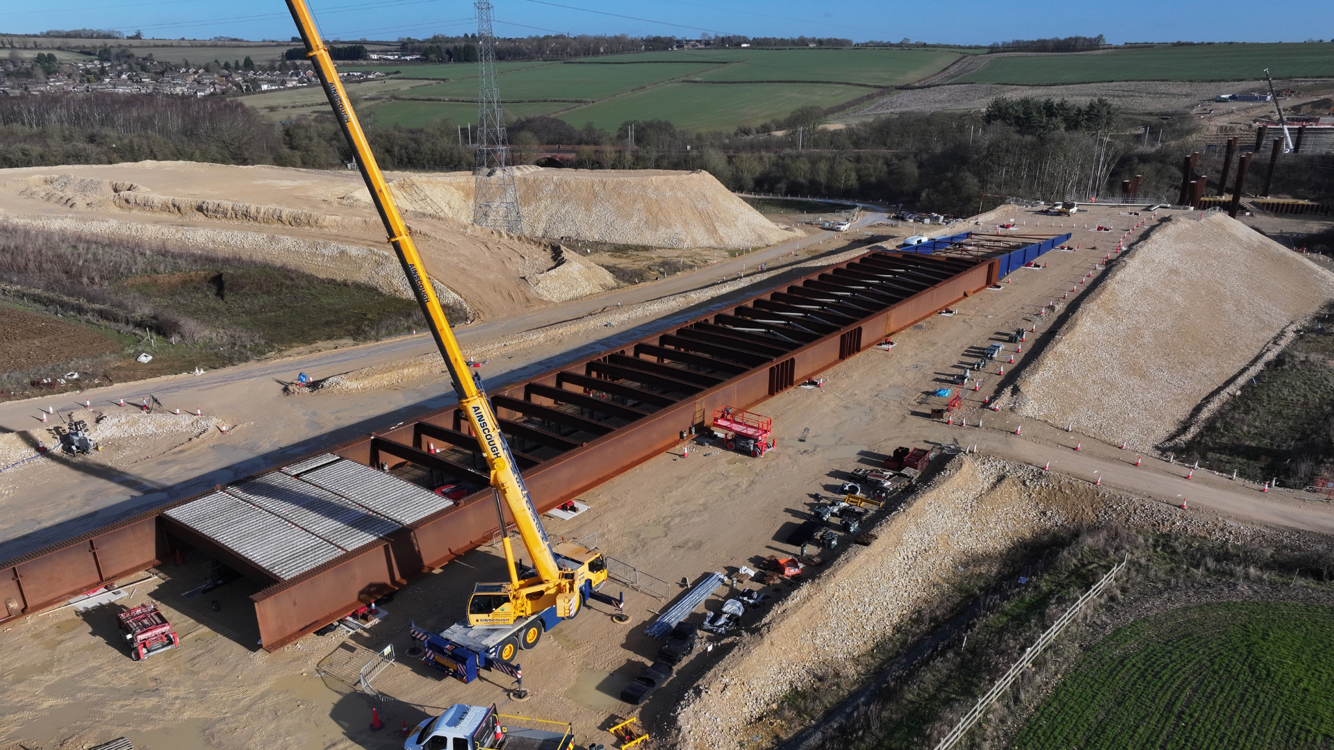 An aerial view of the progress on the Grantham Southern Relief Road.