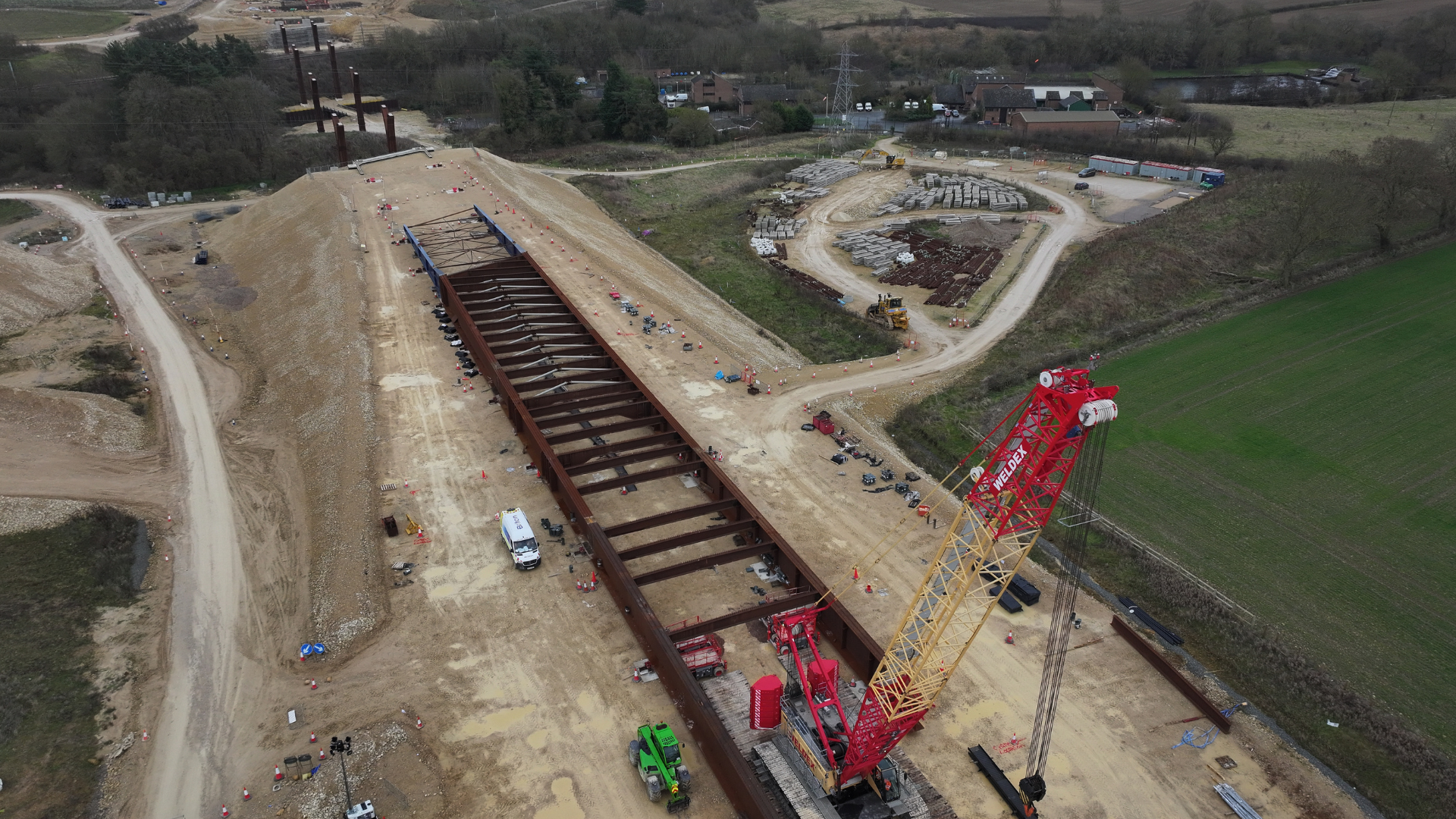 Birds eye view of the progress on the Grantham Southern Relief Road