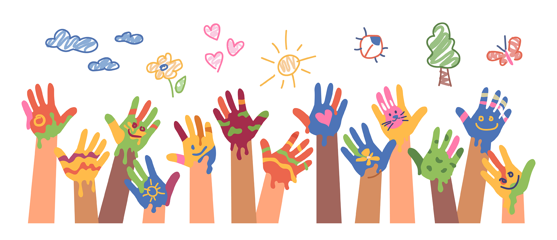 Image of children's hands with paint on them