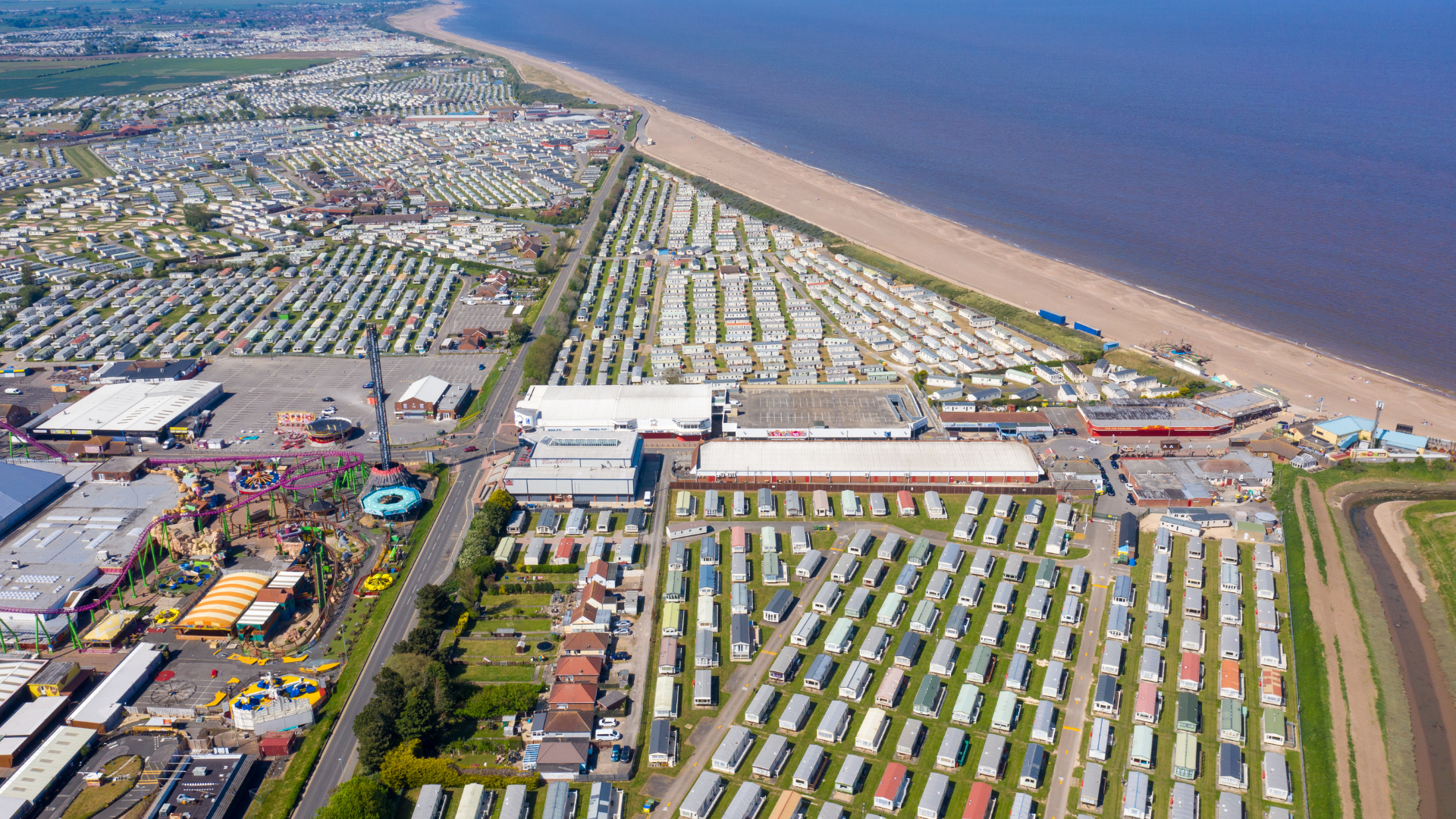 Skegness caravan park and beach