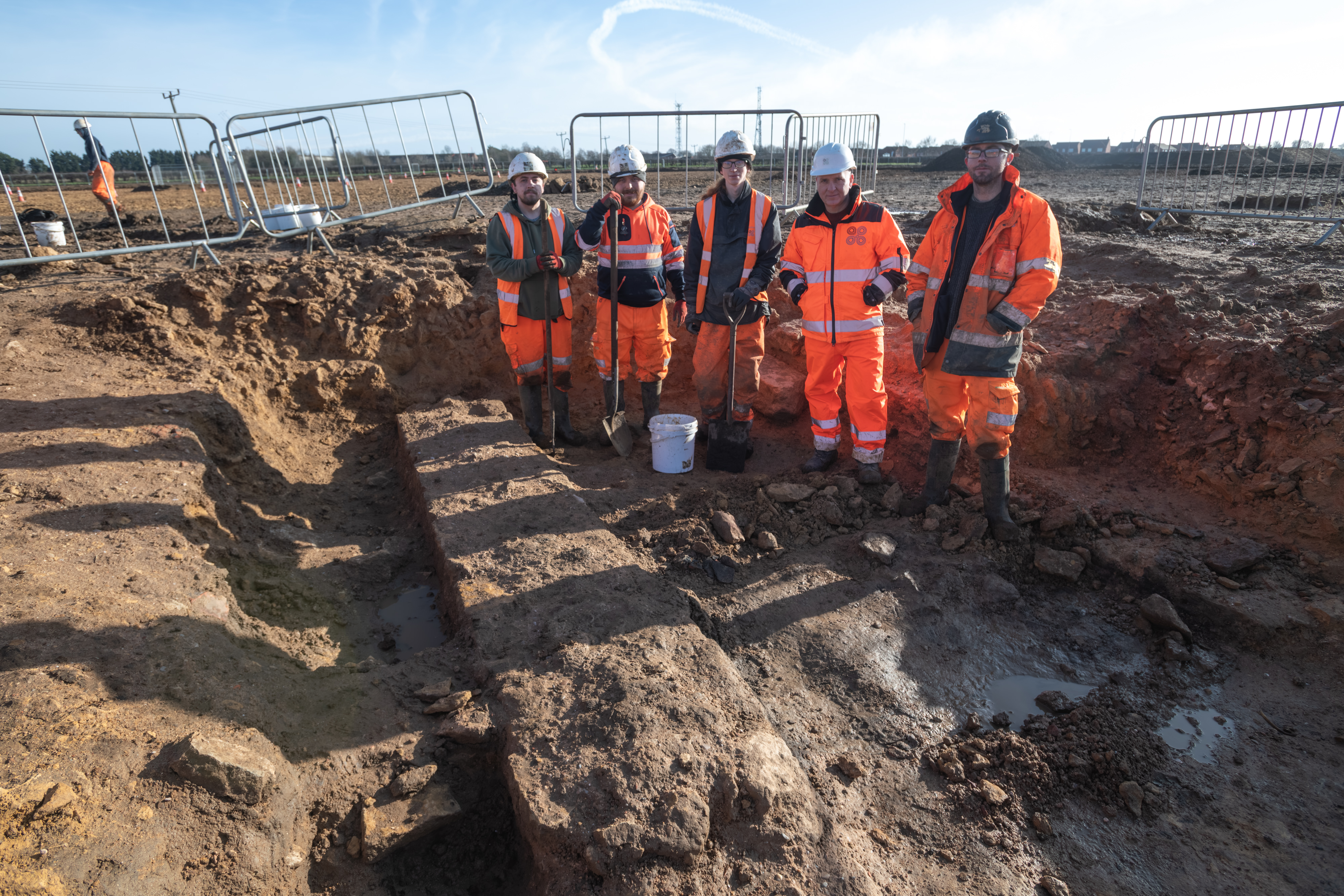 Members of the archeological team: Joe Smith, Grey Hewitt, Ali Gething, Chris Clay and Jake Minton.