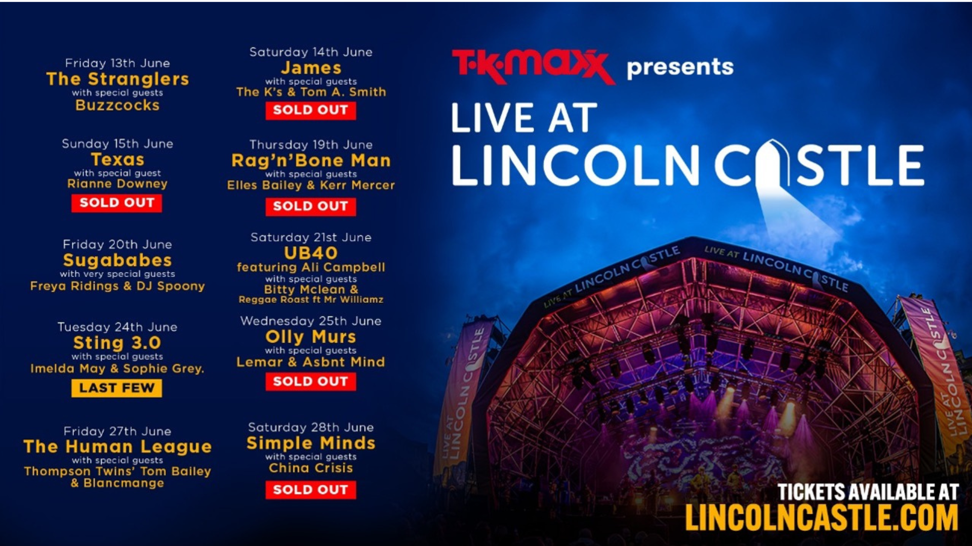Live at Lincoln Castle artist line up