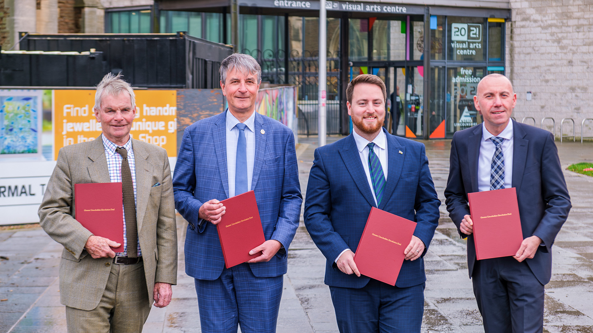 Parliamentary Under Secretary State of Levelling Up Jacob Young, North East Lincolnshire Council Leader Cllr Philip Jackson, Cllr Martin Hill OBE from Lincolnshire County Council and Cllr Rob Waltham MBE from North Lincolnshire Council.