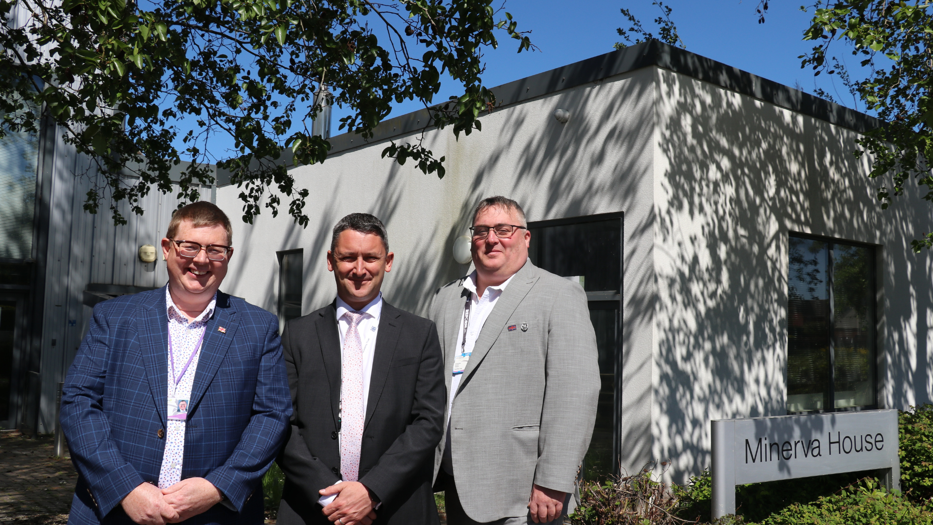 Cllr Rob Gibson, Stuart Anderson and Cllr Thomas Sneath at Minerva House