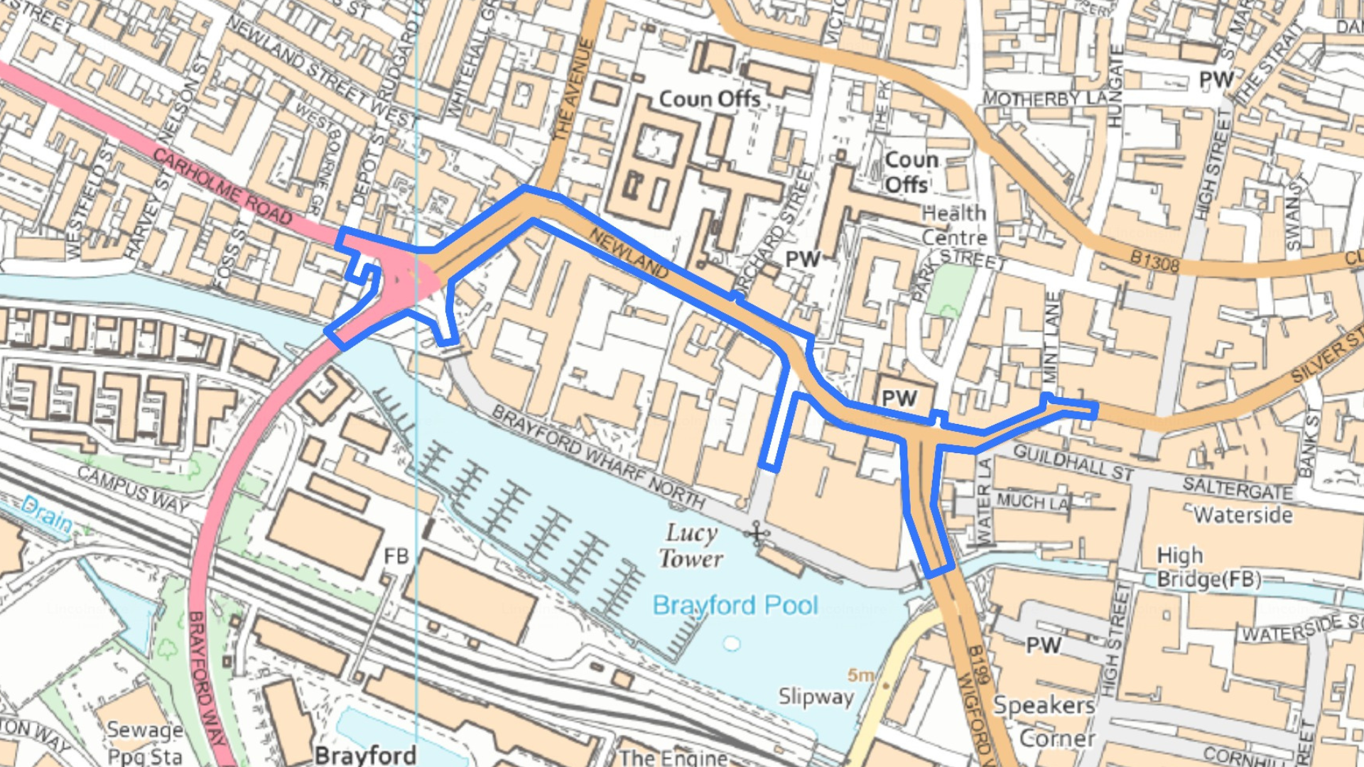 A map of the area for Newland&#039;s major improvements.