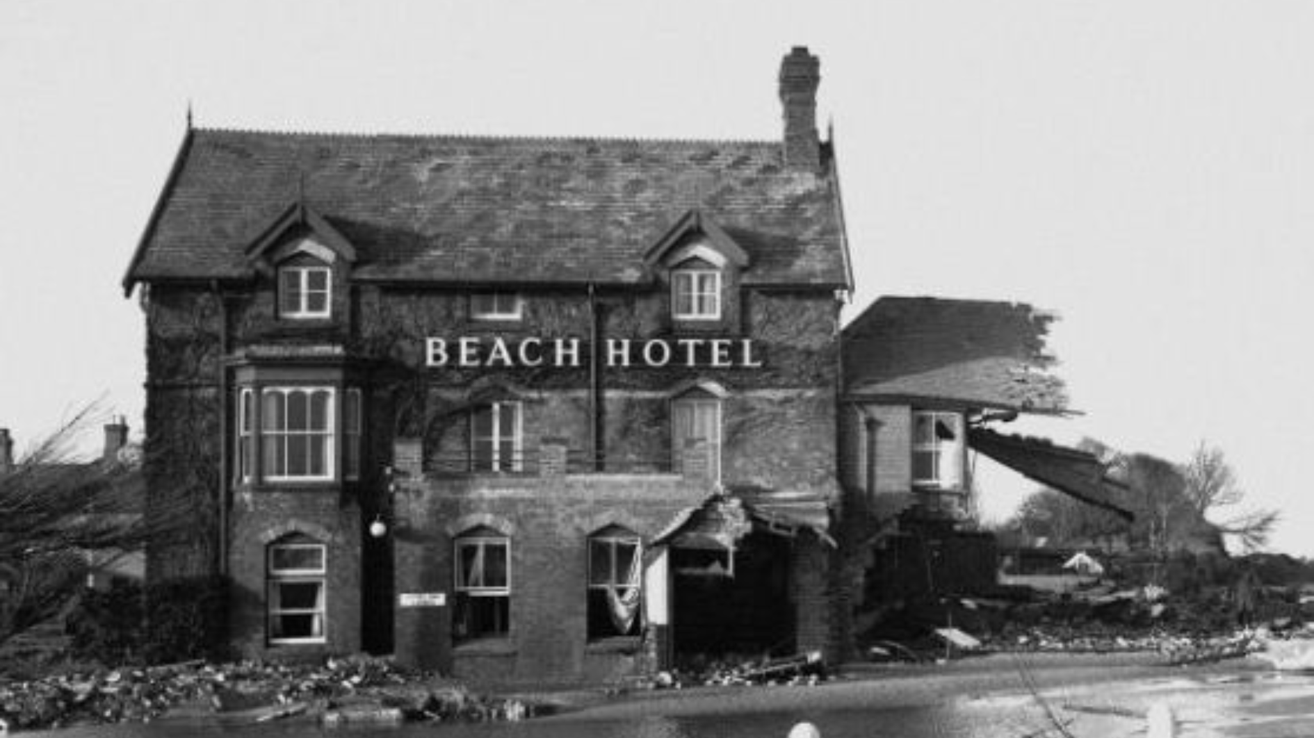 A hotel in Lincolnshire surrounded by flood water.