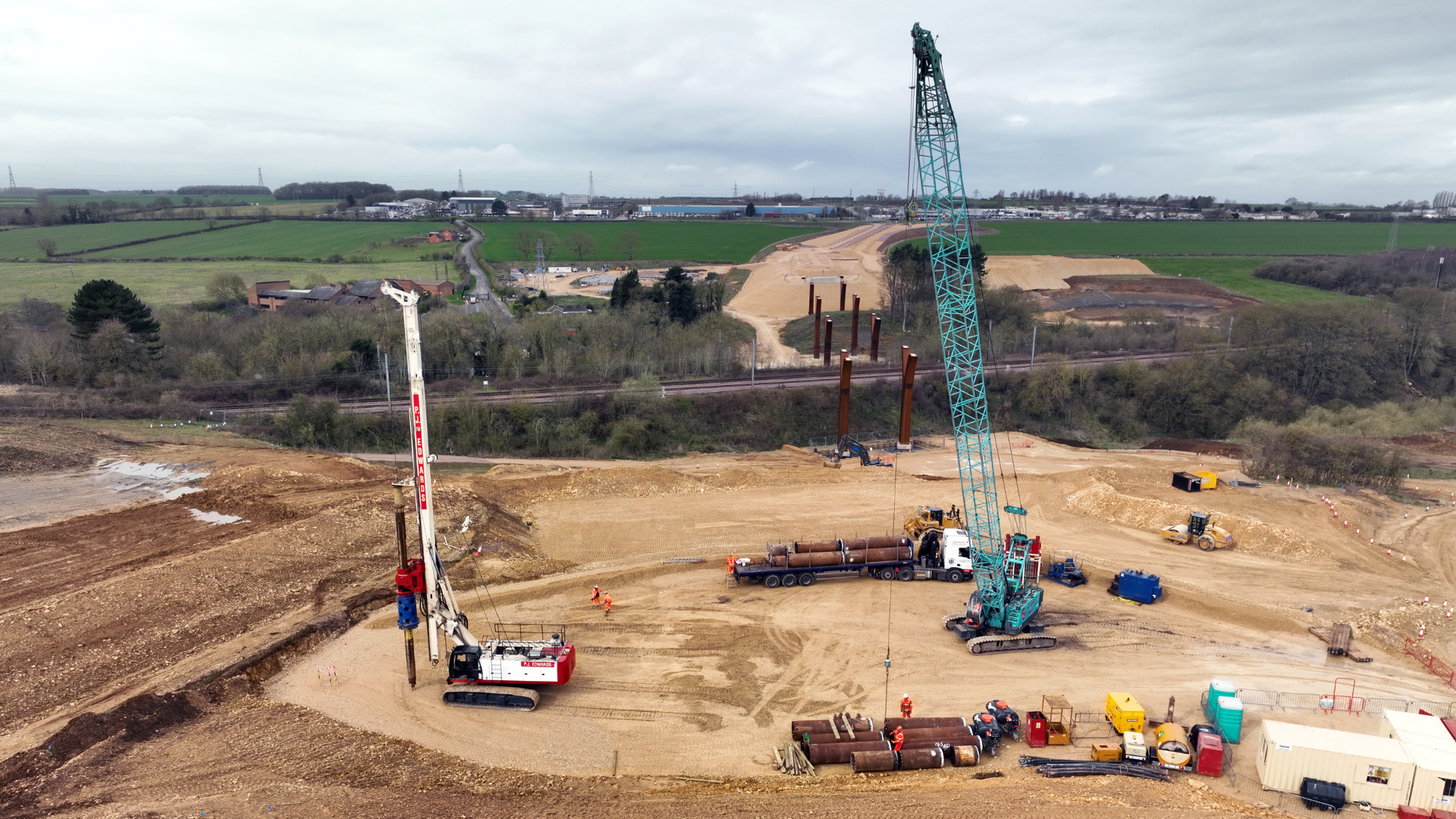 An overhead view of the progress of Grantham Southern Relief Road