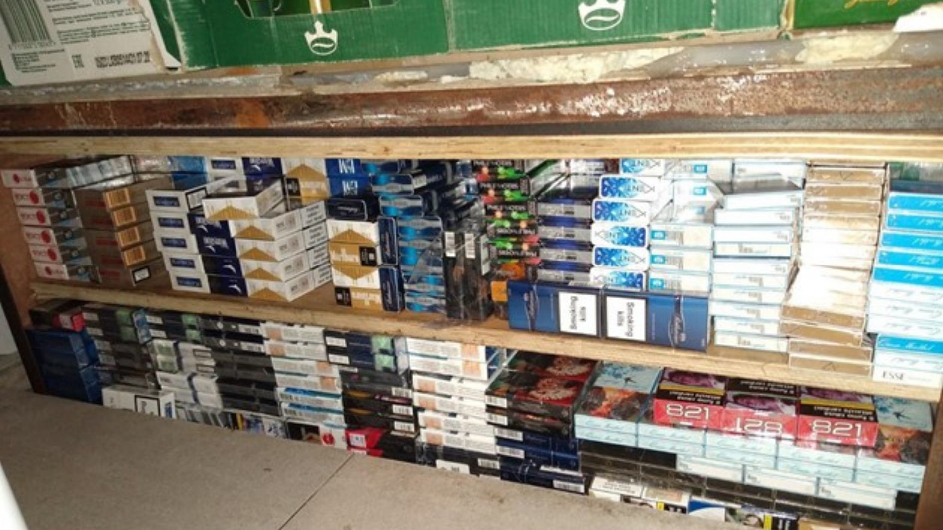 A stash of illegal cigarettes