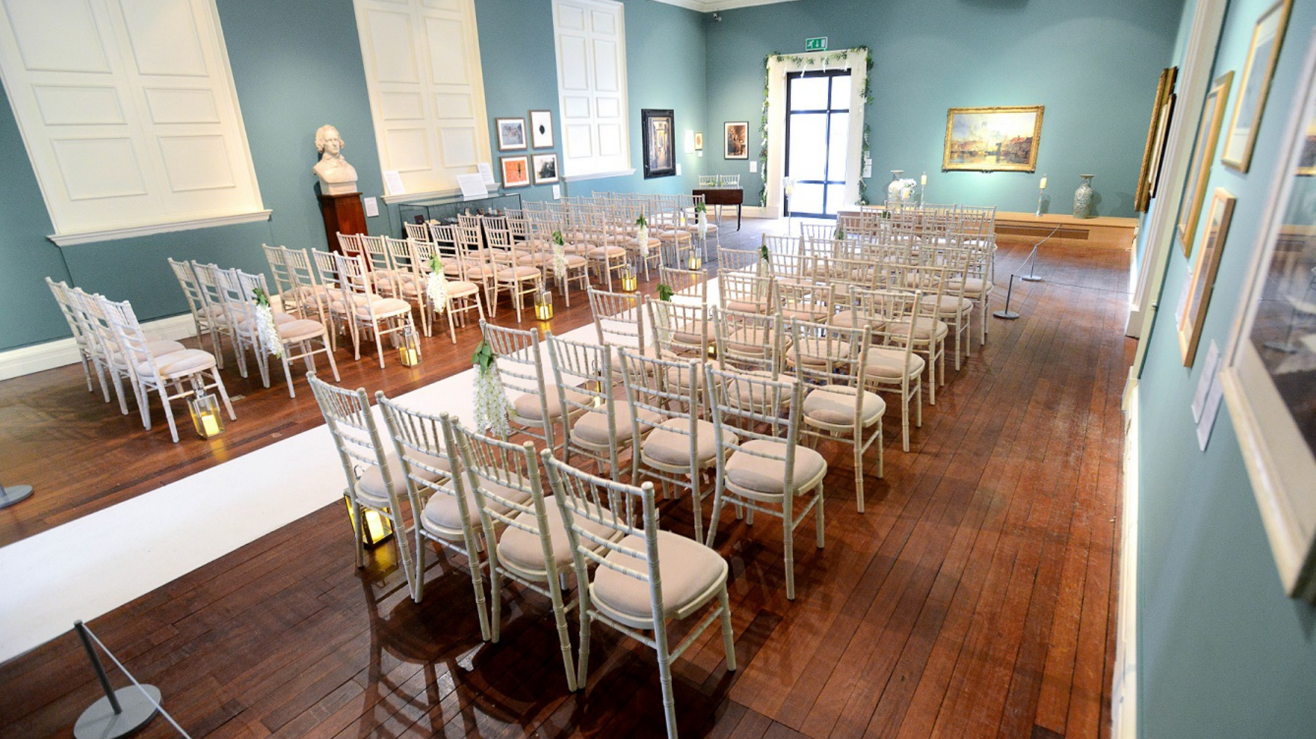 A wedding set up at the Usher Gallery