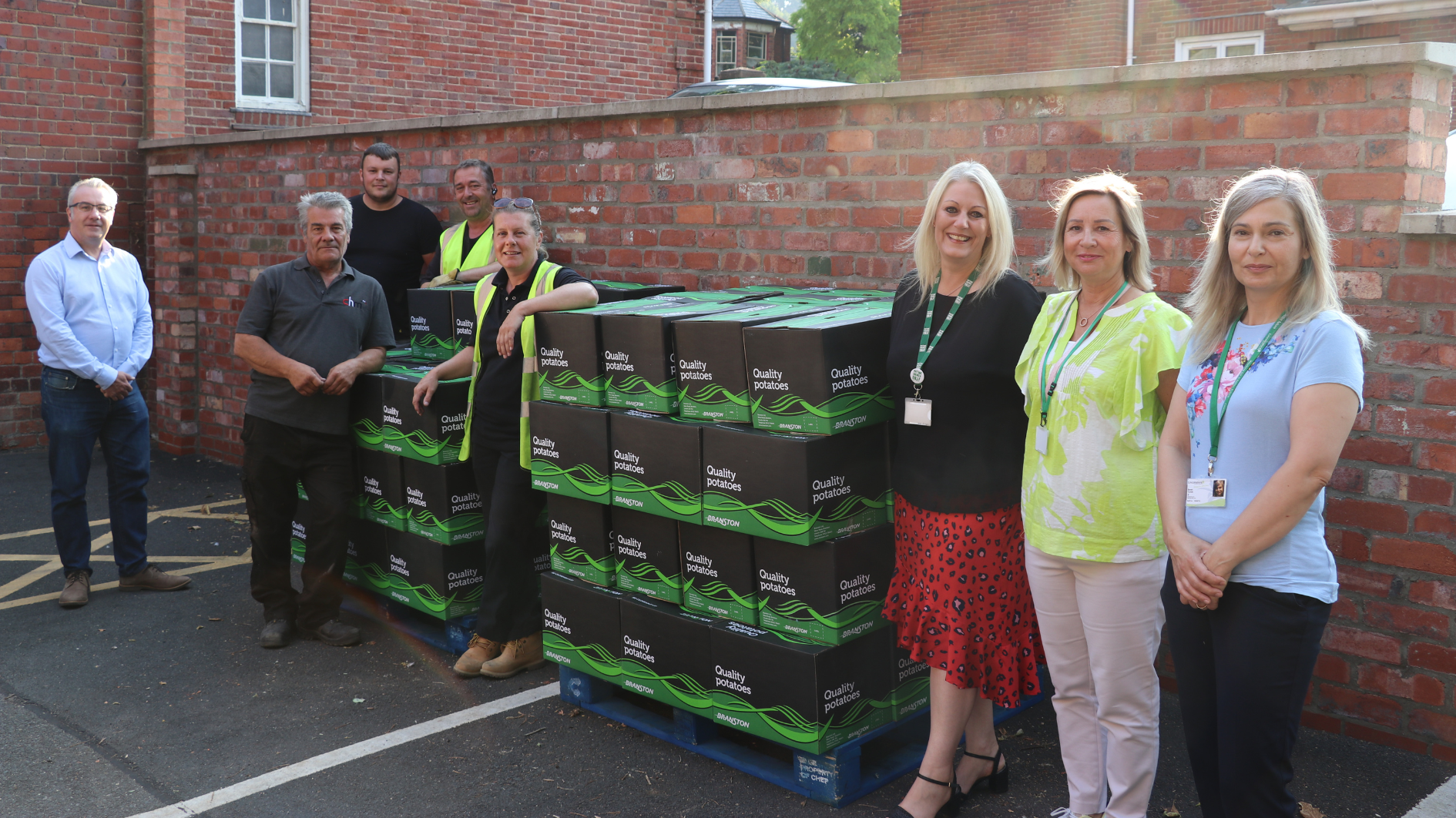 Lincolnshire's HAF team accept a delivery of potatoes