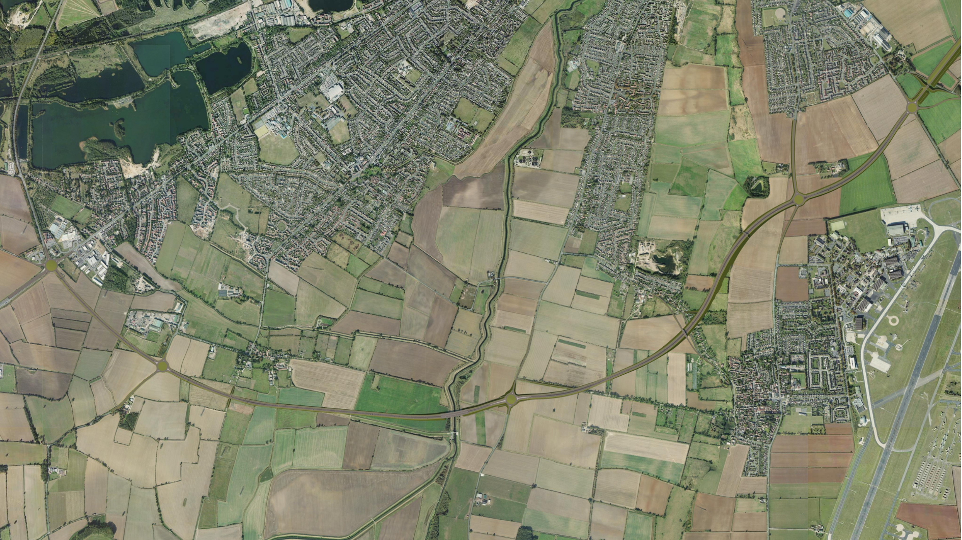A bird's eye view of North Hykeham Relief Road's full route