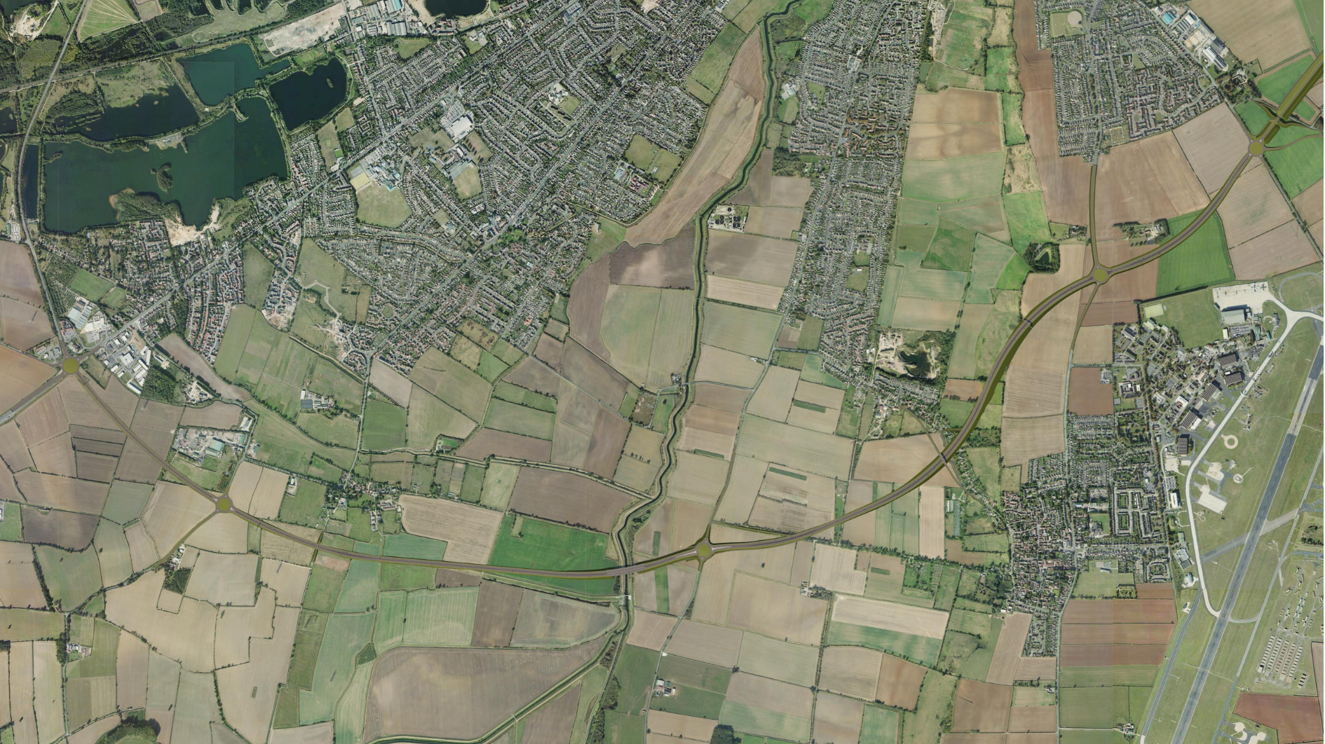 A bird&#039;s eye view of North Hykeham Relief Road&#039;s full route