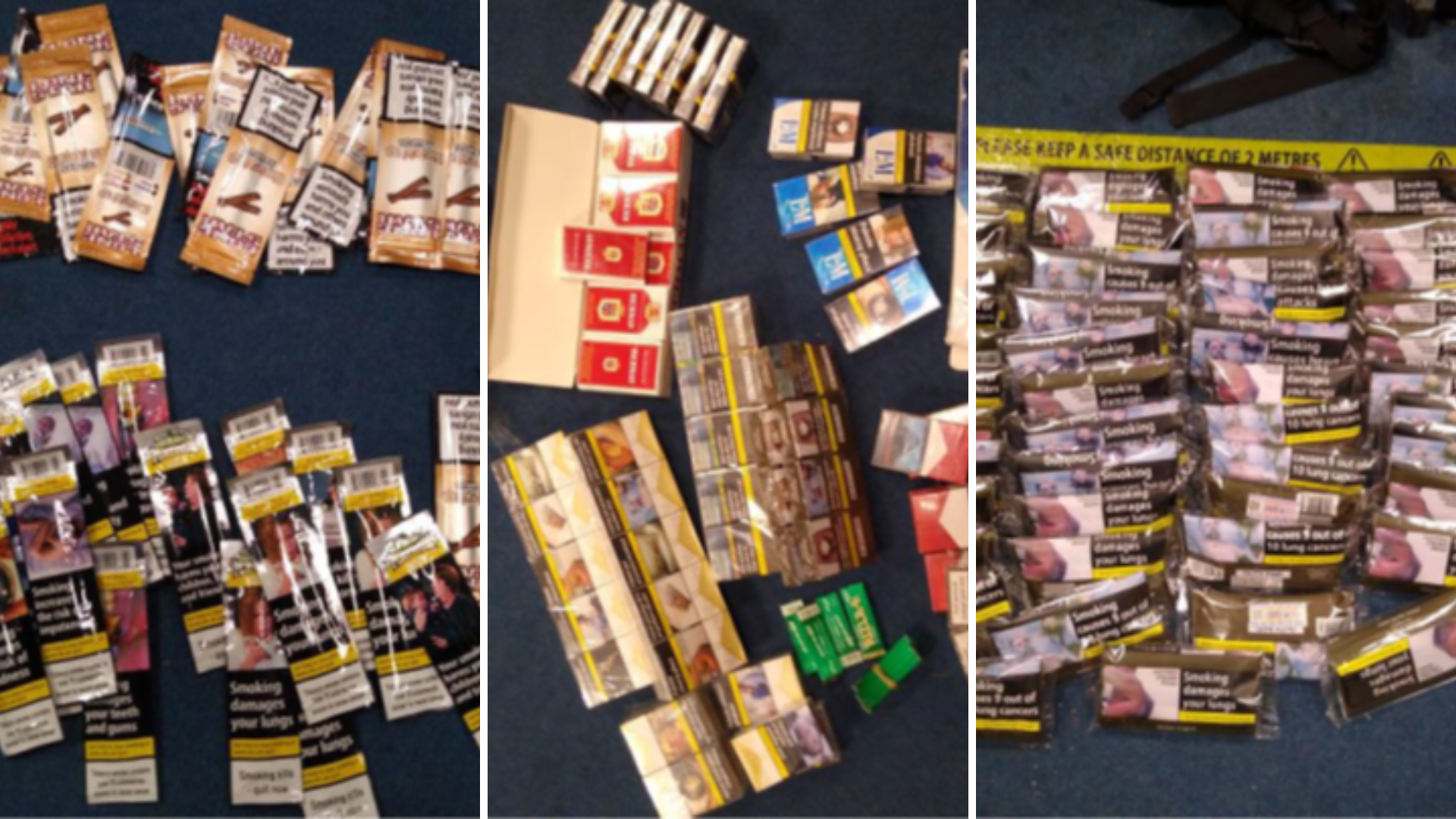 Illicit cigarette packets pilled up