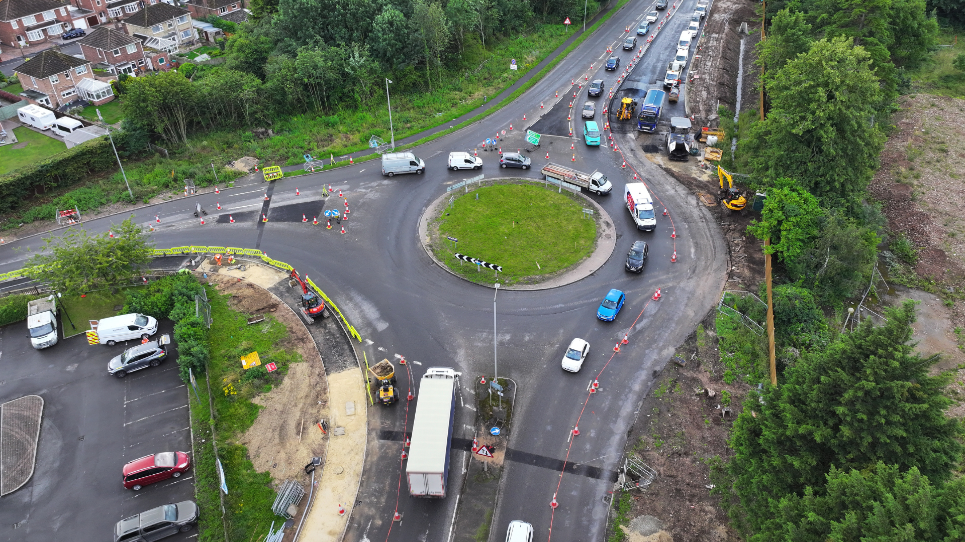 A birds eye view of the work happening on the A16 Marsh Lane roundabout