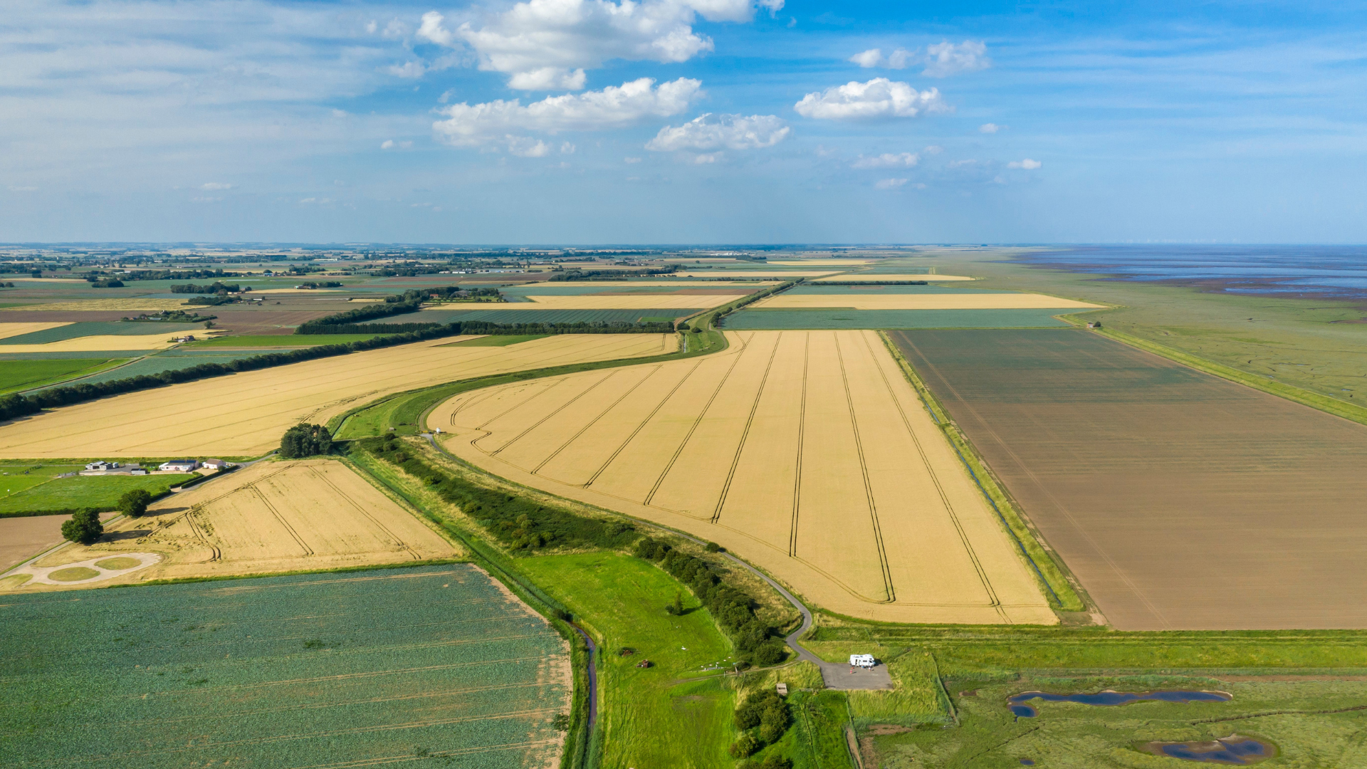 A birds eye view of a field in the the East Coast of Lincolnshire