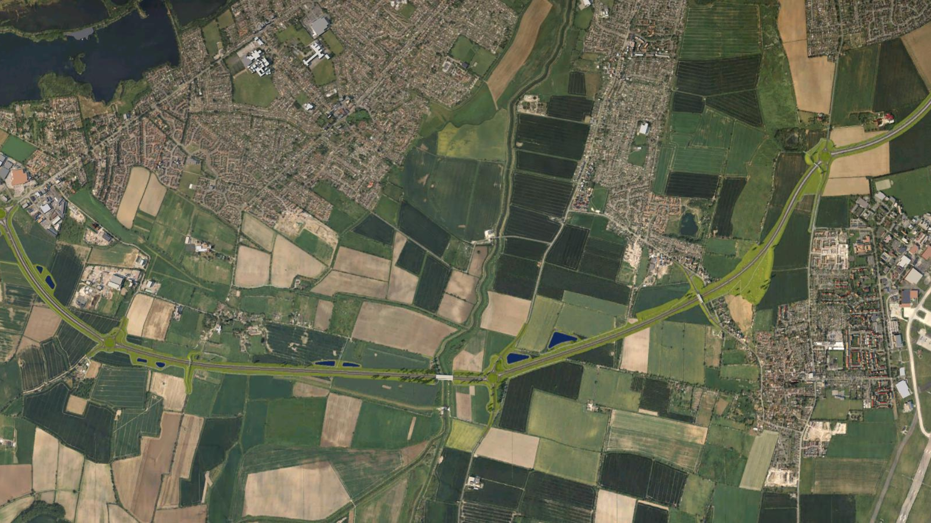 North Hykeham Relief Road aerial view
