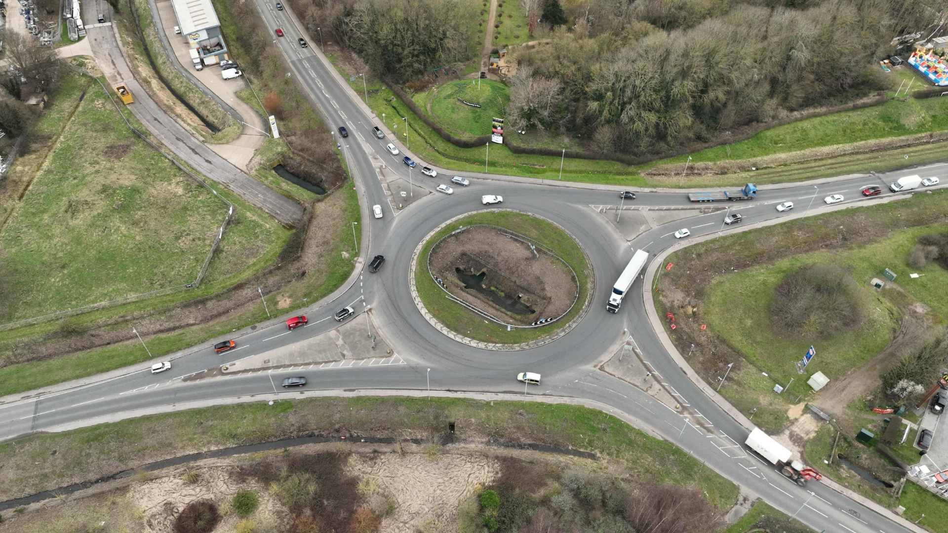 An overhead view of the Springfield roundabout