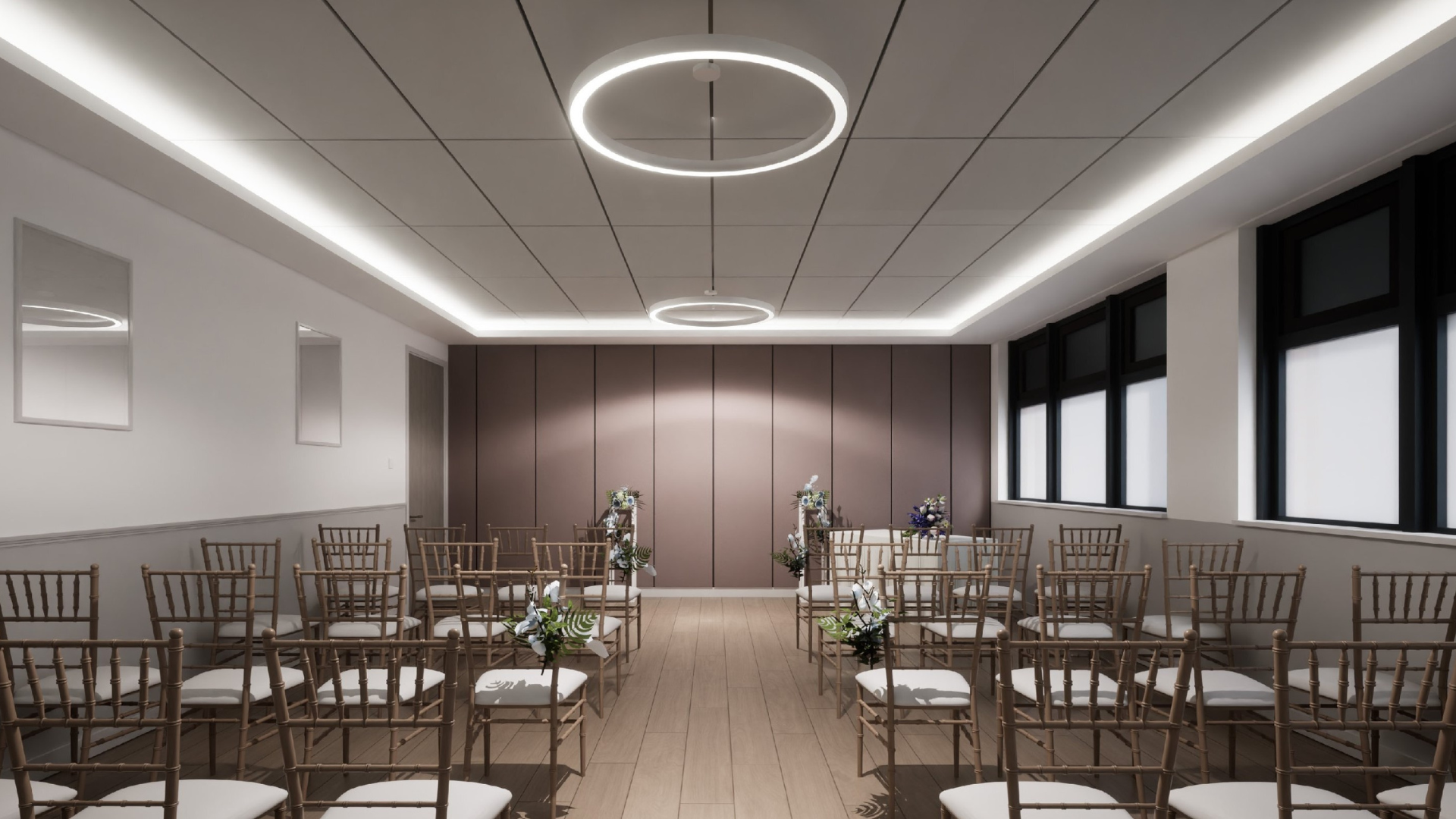 An artist impression of a modern ceremonies room