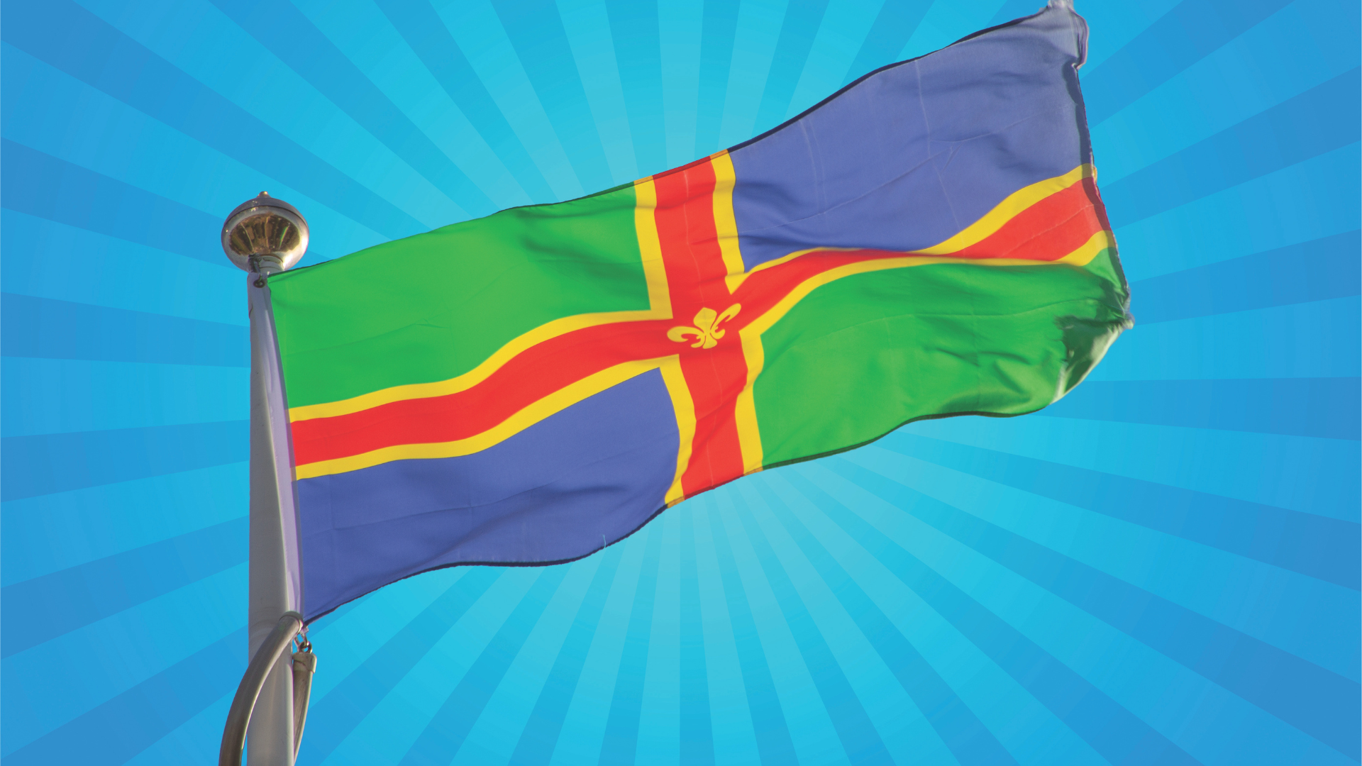 Lincolnshire Flag on a light blue background