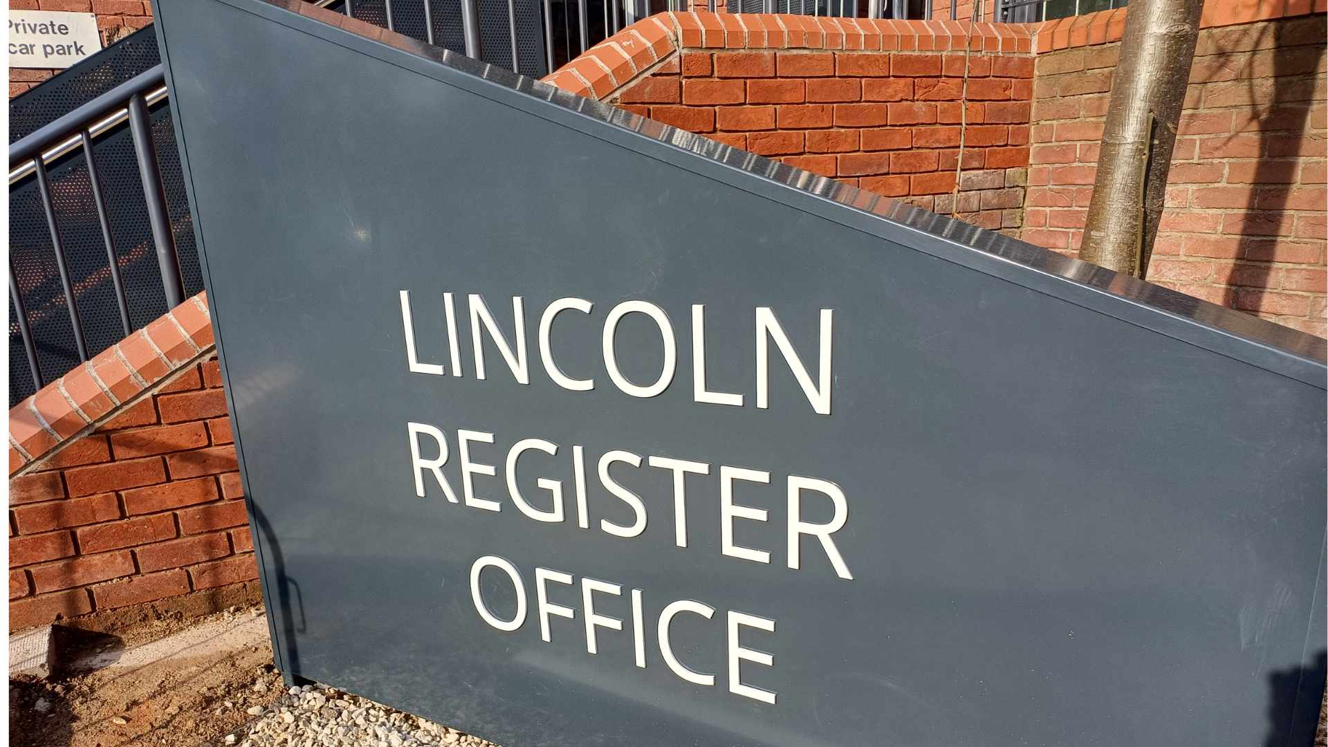 Sign for Lincoln Register Office