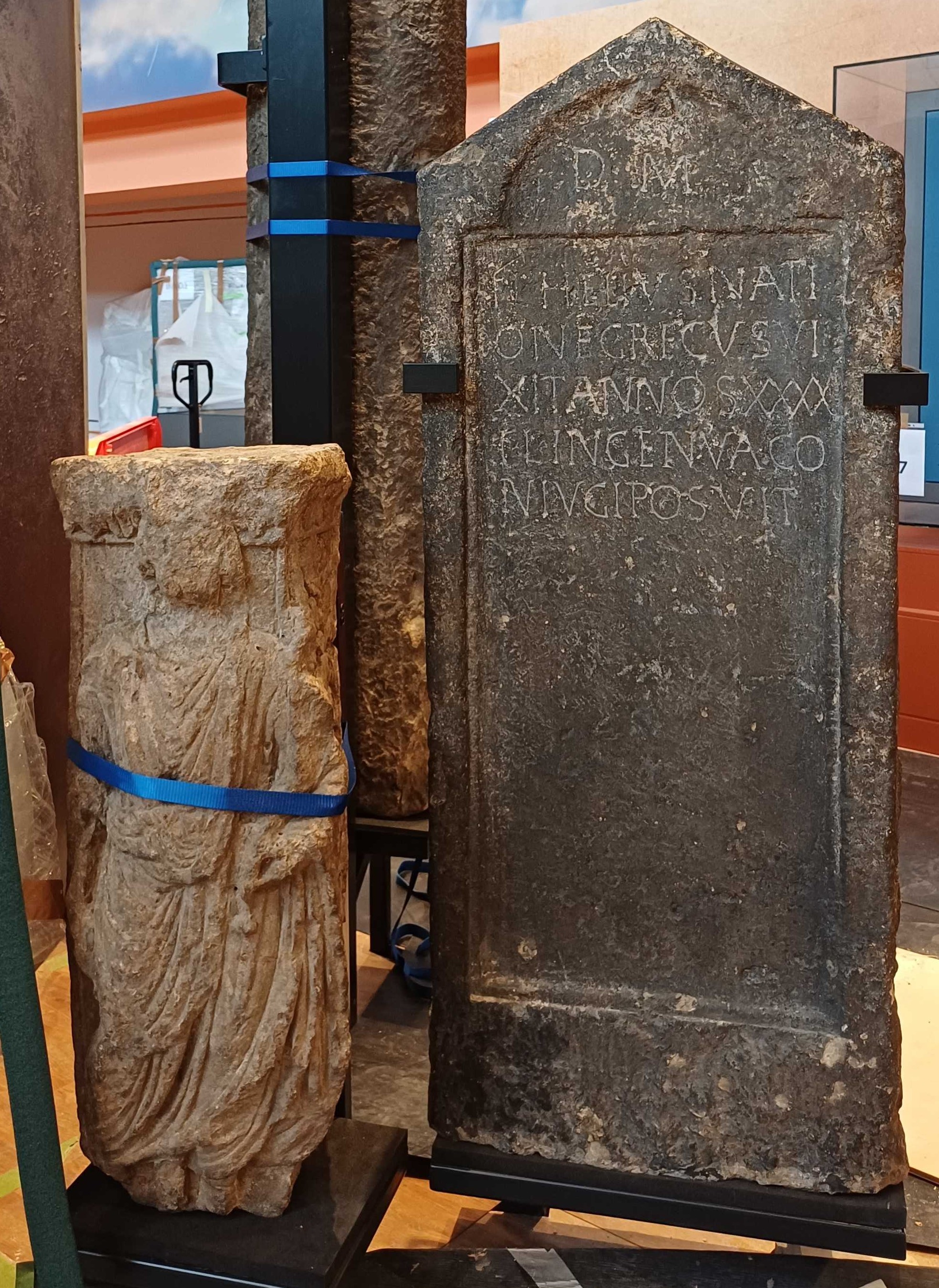 Large stone artefacts on display