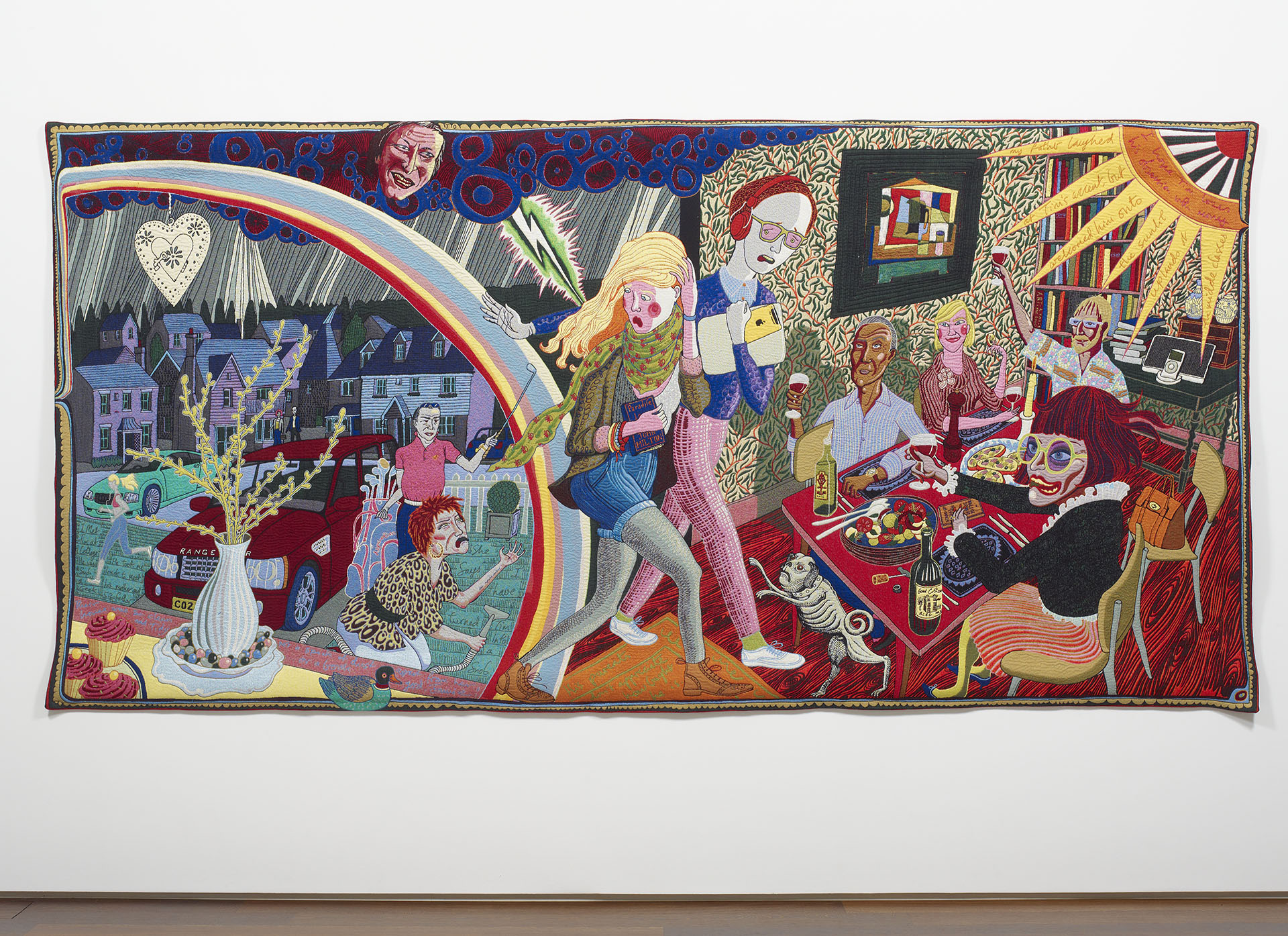 A colourful tapestry depicting household life by Grayson Perry
